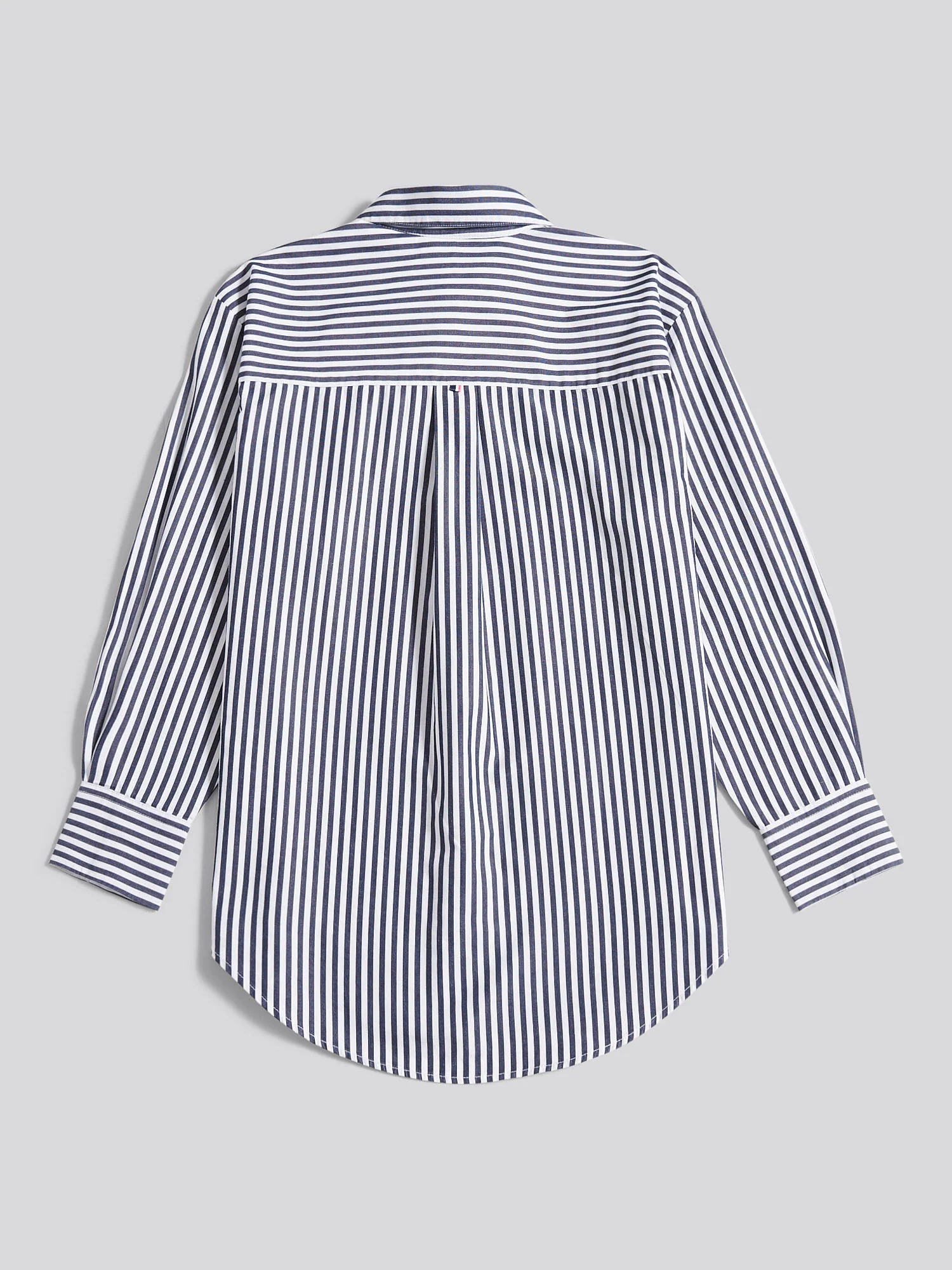 Womens Cotton Poplin Loose Fit Stripe Shirt in Navy Iris - Image 2