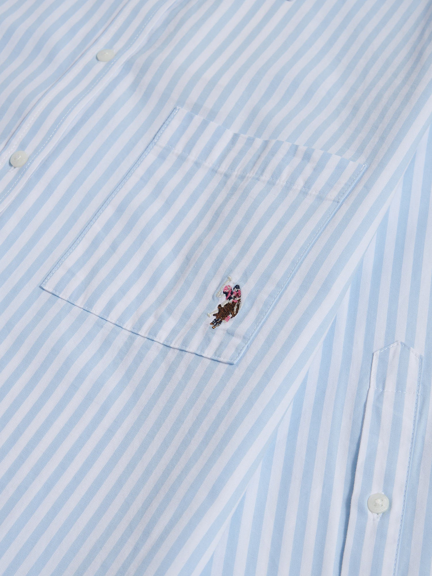 Womens Cotton Poplin Loose Fit Stripe Shirt in Windsurfer - Image 3