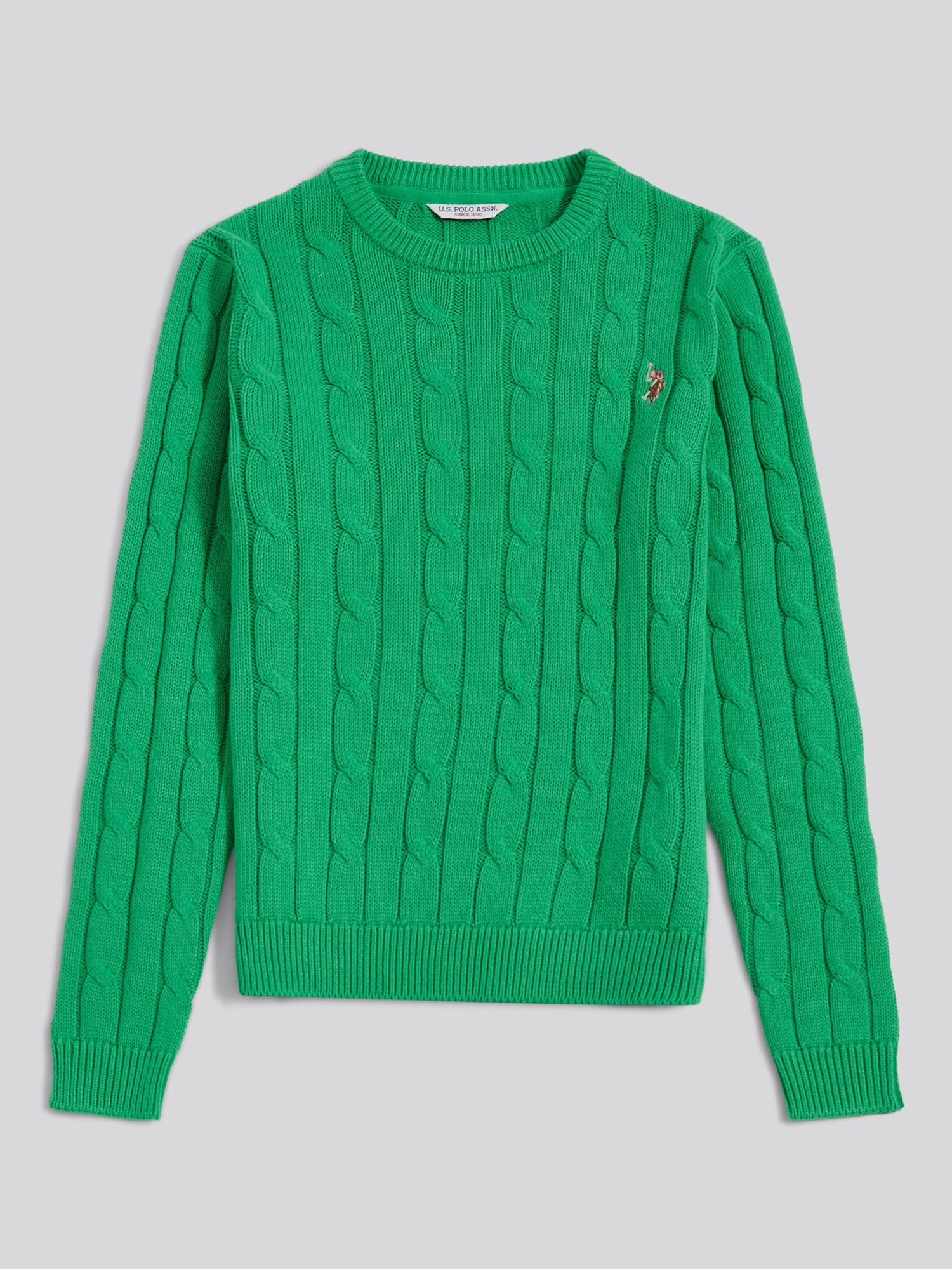 Womens Crew Neck Cable Jumper Kelly Green - Image 5