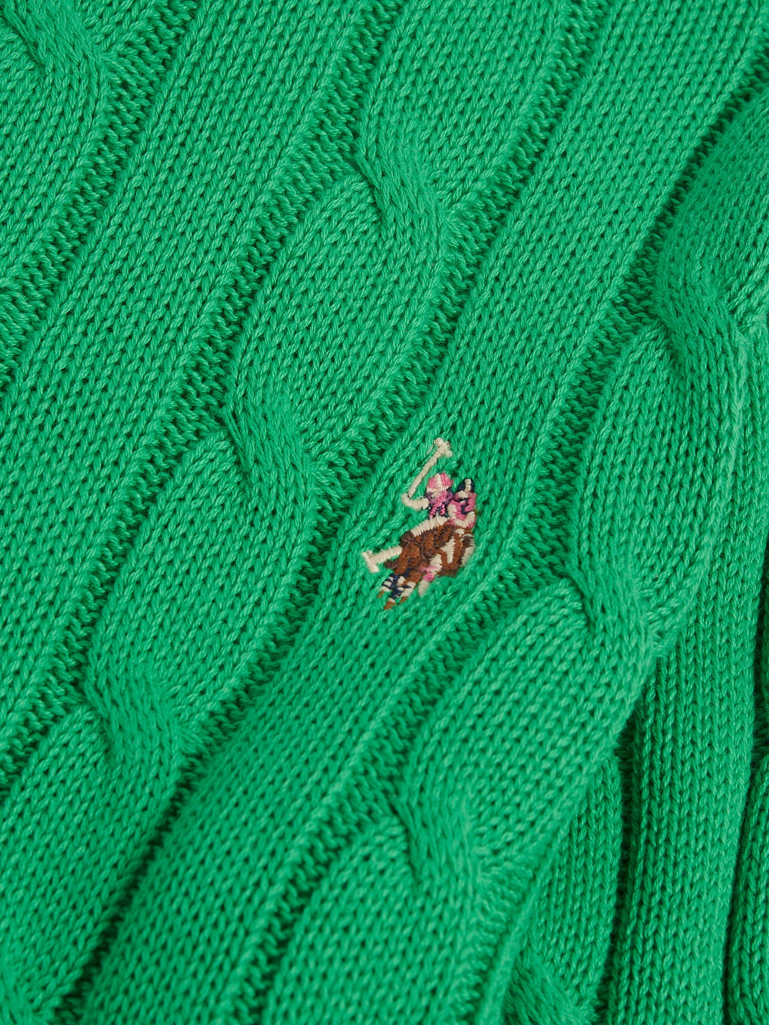 Womens Crew Neck Cable Jumper Kelly Green - Image 7