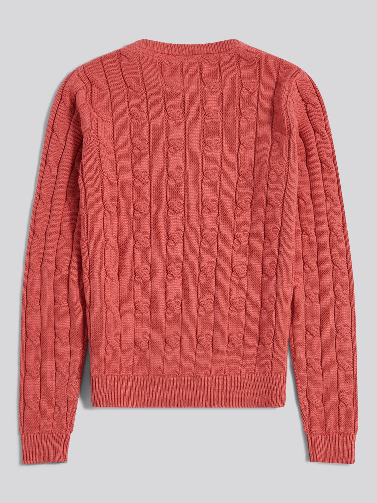 Womens Crew Neck Cable Jumper Mineral Red - Image 6