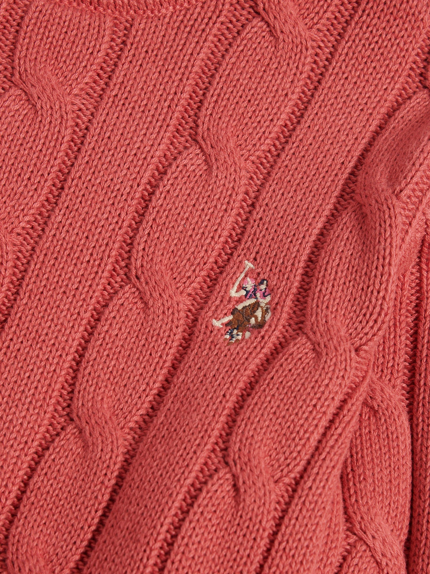 Womens Crew Neck Cable Jumper Mineral Red - Image 7