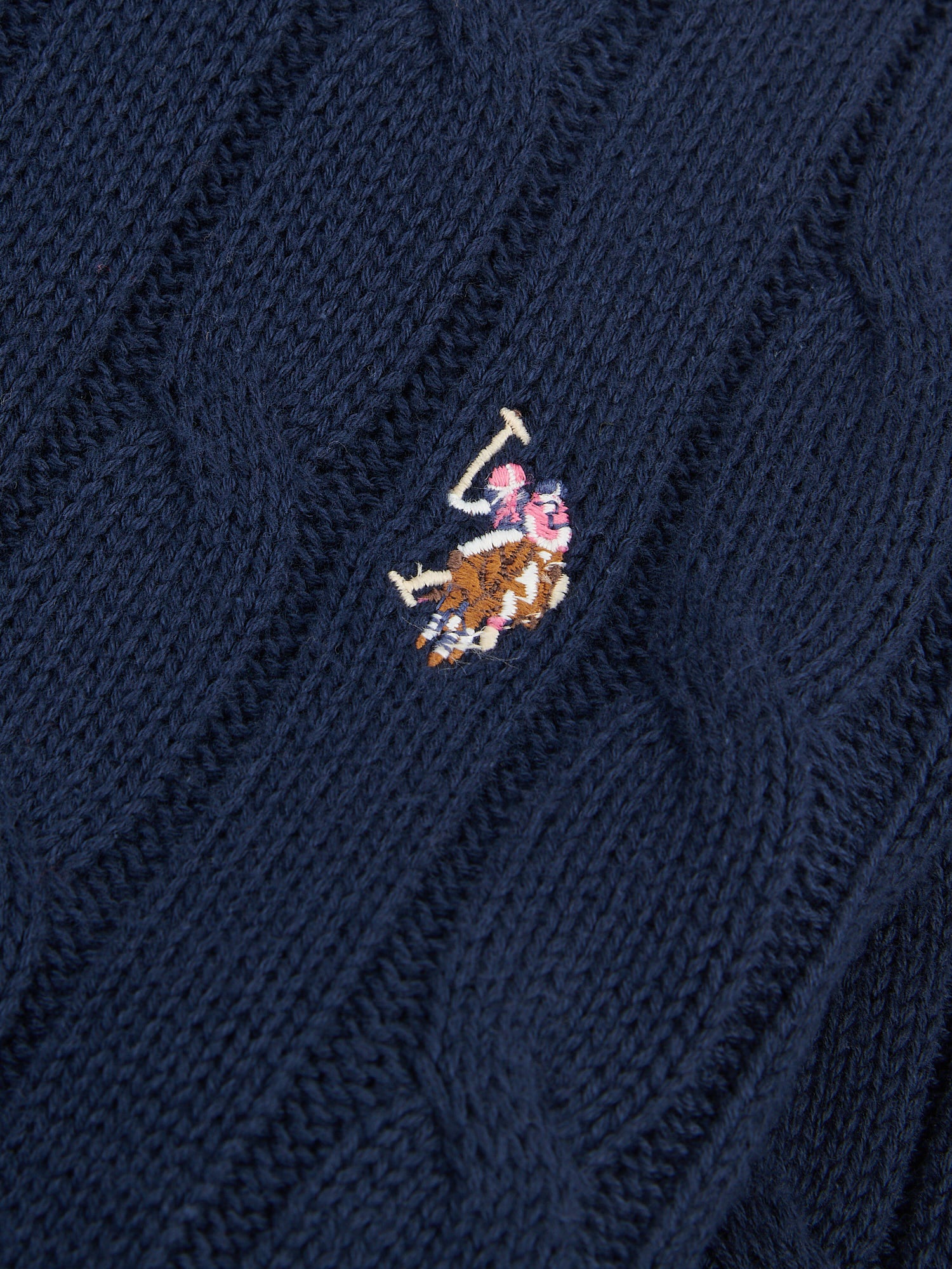 Womens Crew Neck Cable Jumper Navy Iris - Image 7