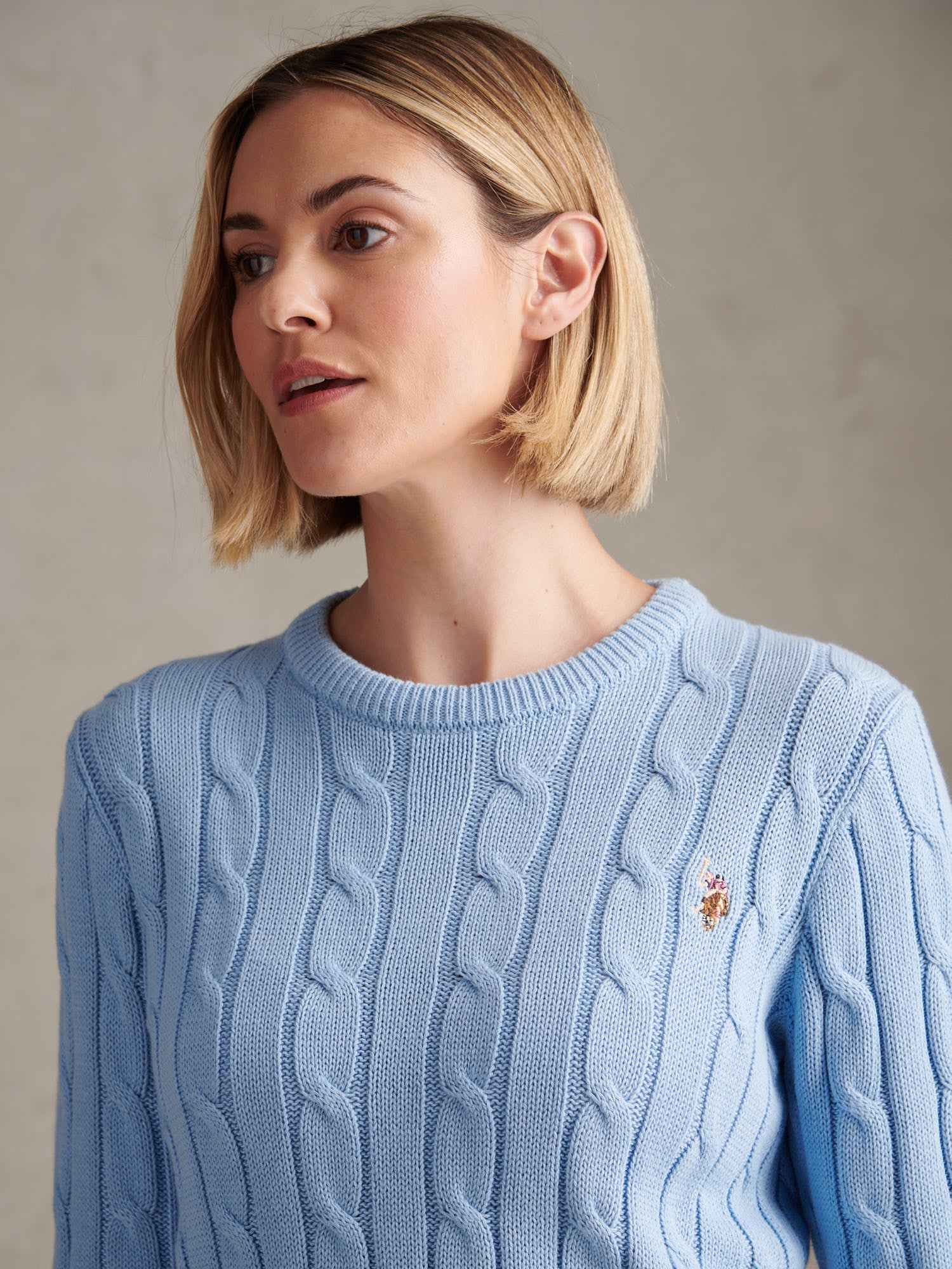 Womens Crew Neck Cable Jumper Open Air - Image 2