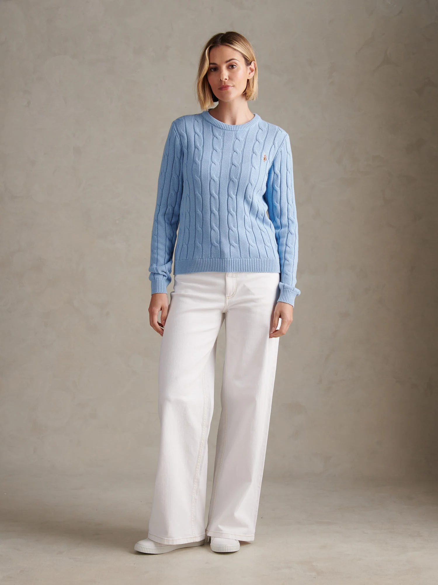 Womens Crew Neck Cable Jumper Open Air - Image 3