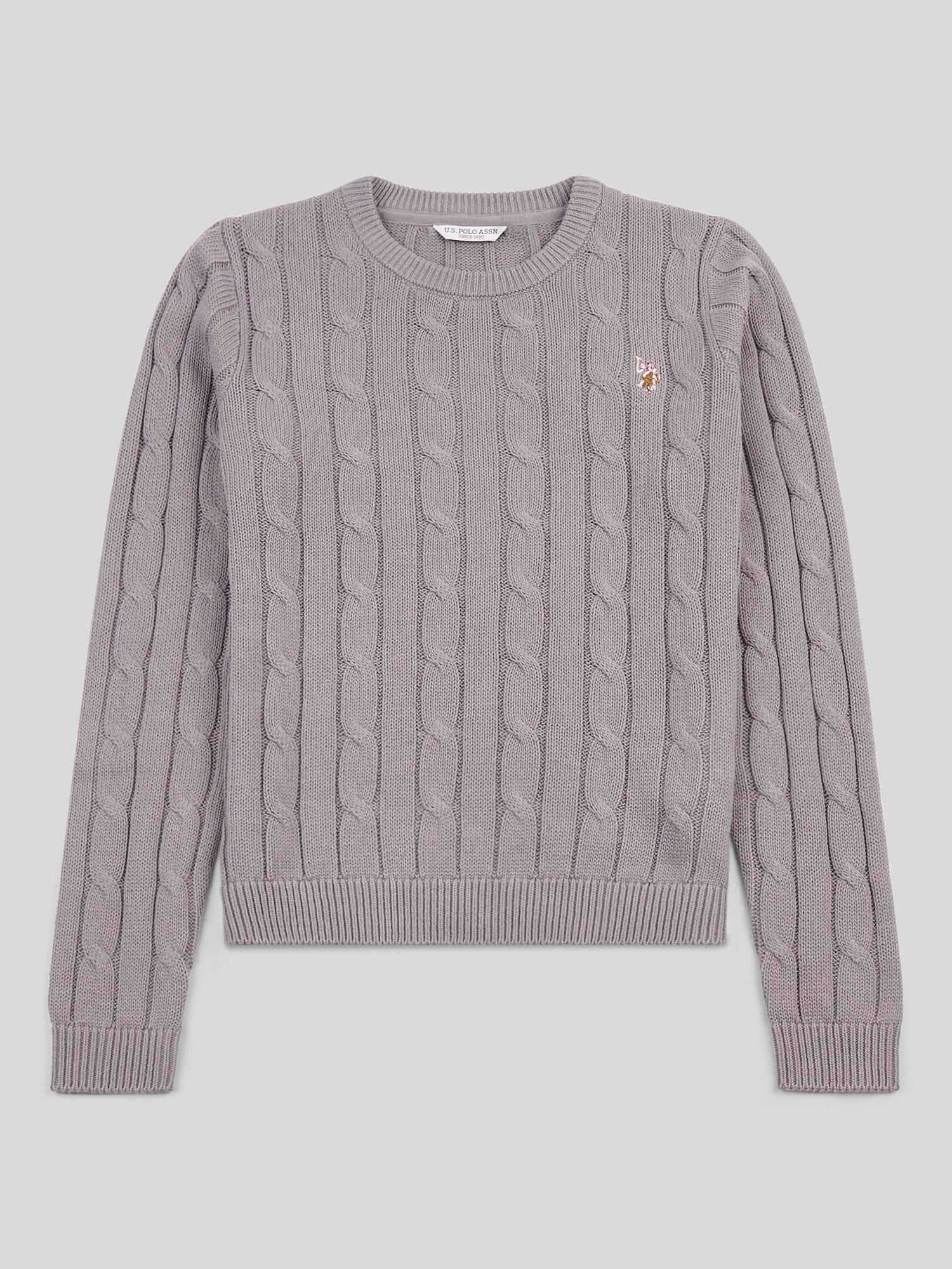 Womens Crew Neck Cable Jumper Silver Filigree - Image 5