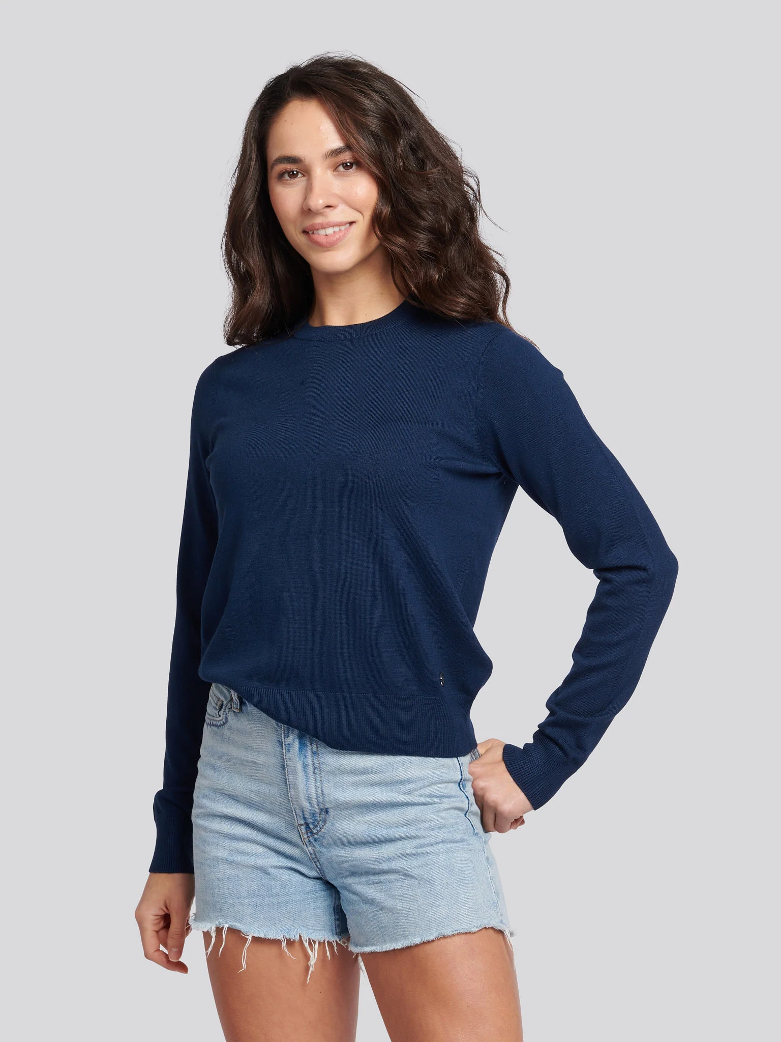 Womens Crew Neck Jumper in Navy Iris