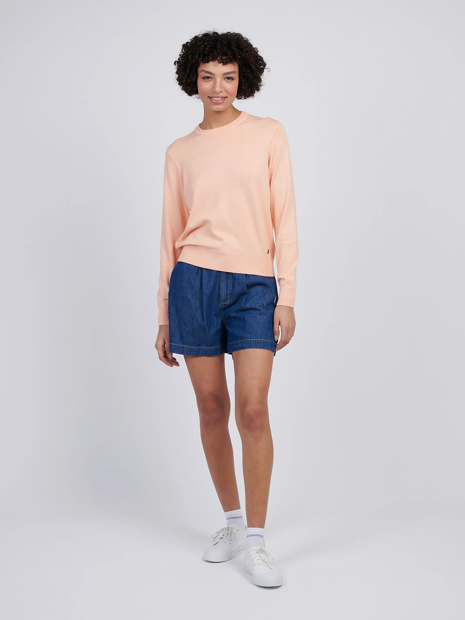Womens Crew Neck Jumper in Peach Nectar - Image 3