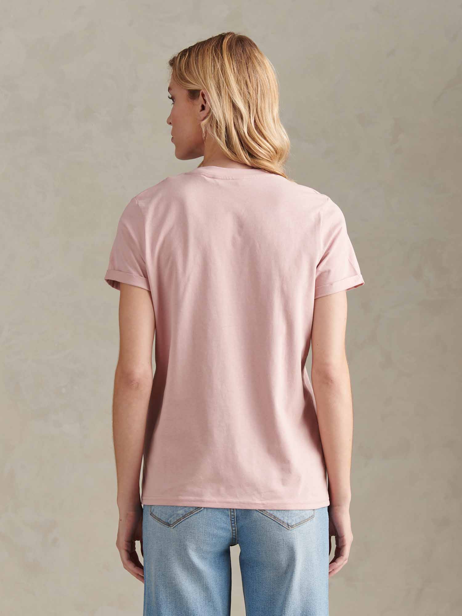 Womens Crew Neck Pocket T-Shirt in Pale Mauve - Image 4