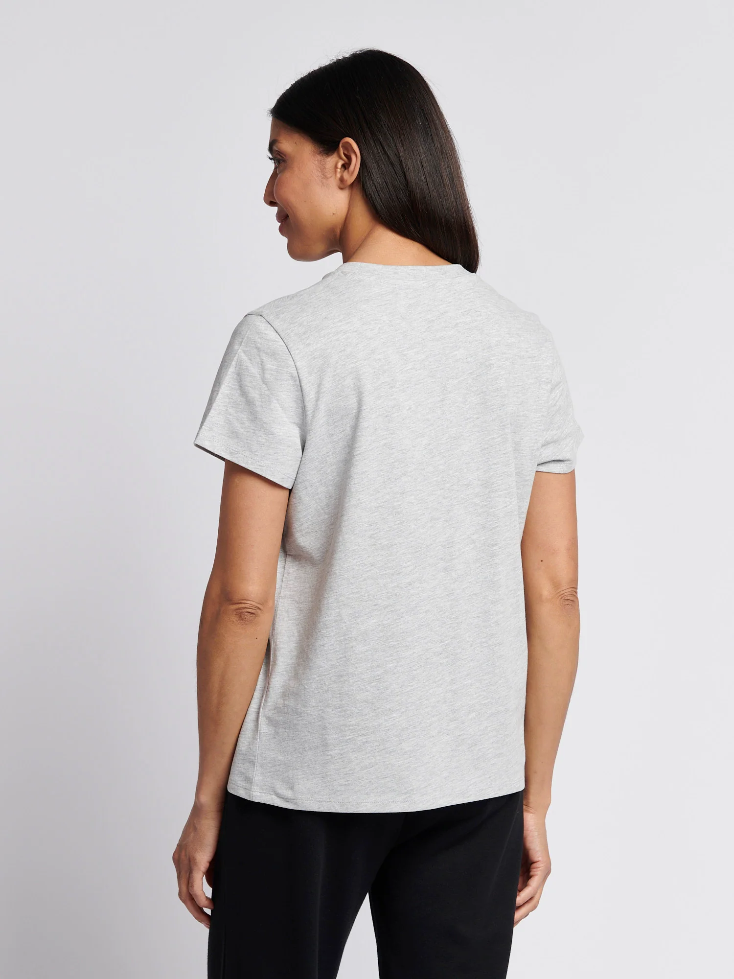 Womens Crew Neck Pocket T-Shirt in Pearl Grey Marl - Image 4