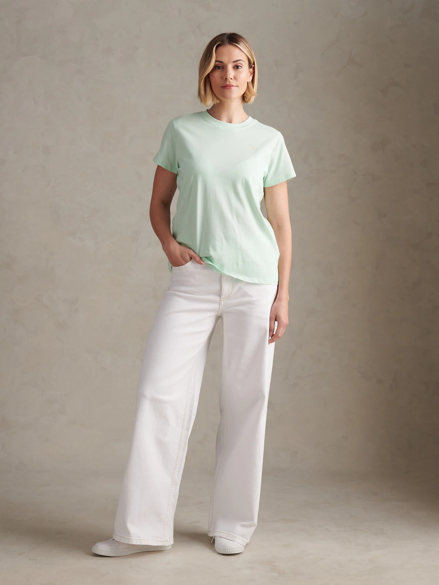 Womens Crew Neck T-Shirt Misty Jade - Image 3