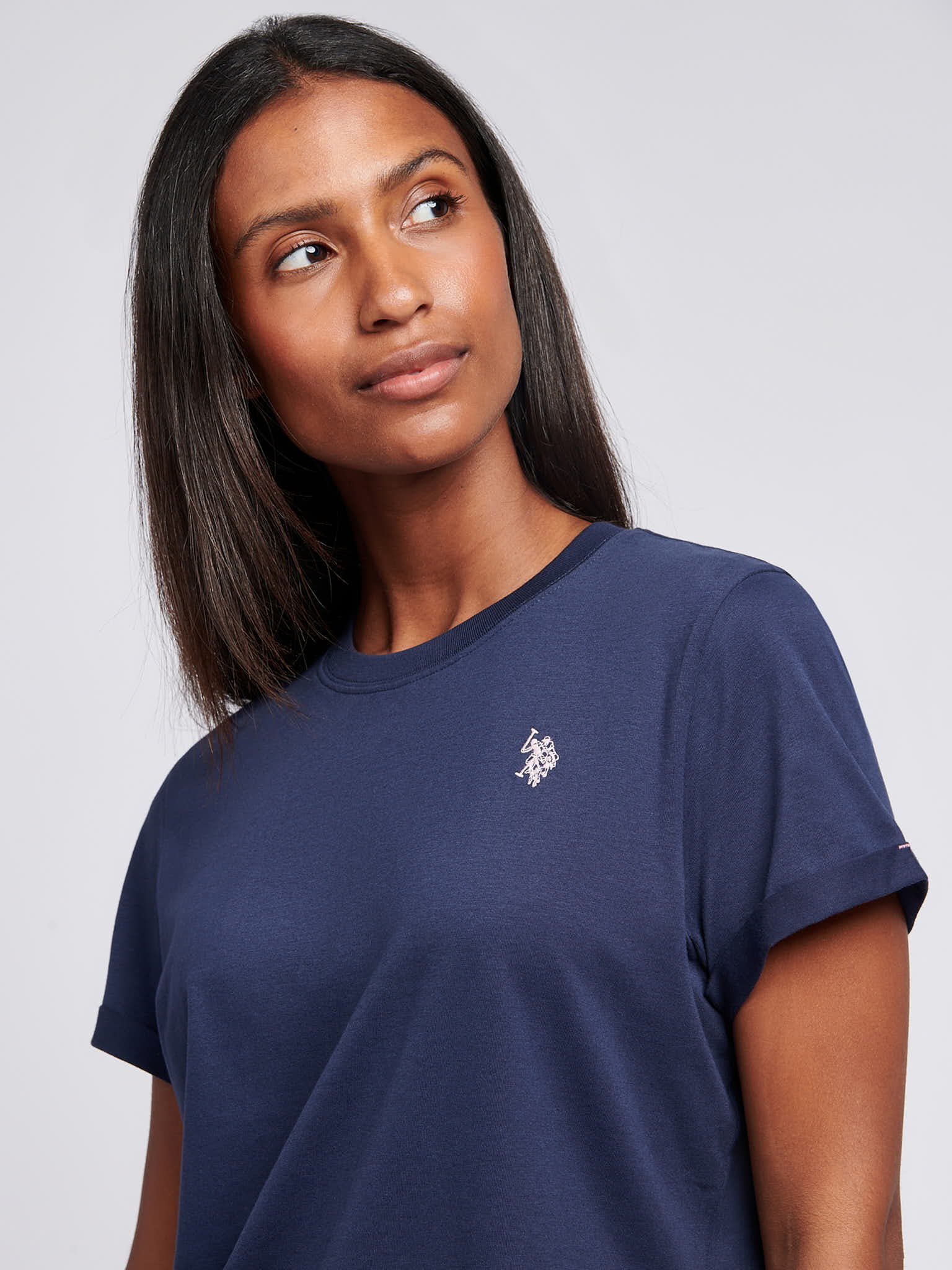 Womens Crew Neck T-Shirt Navy Iris - Image 2