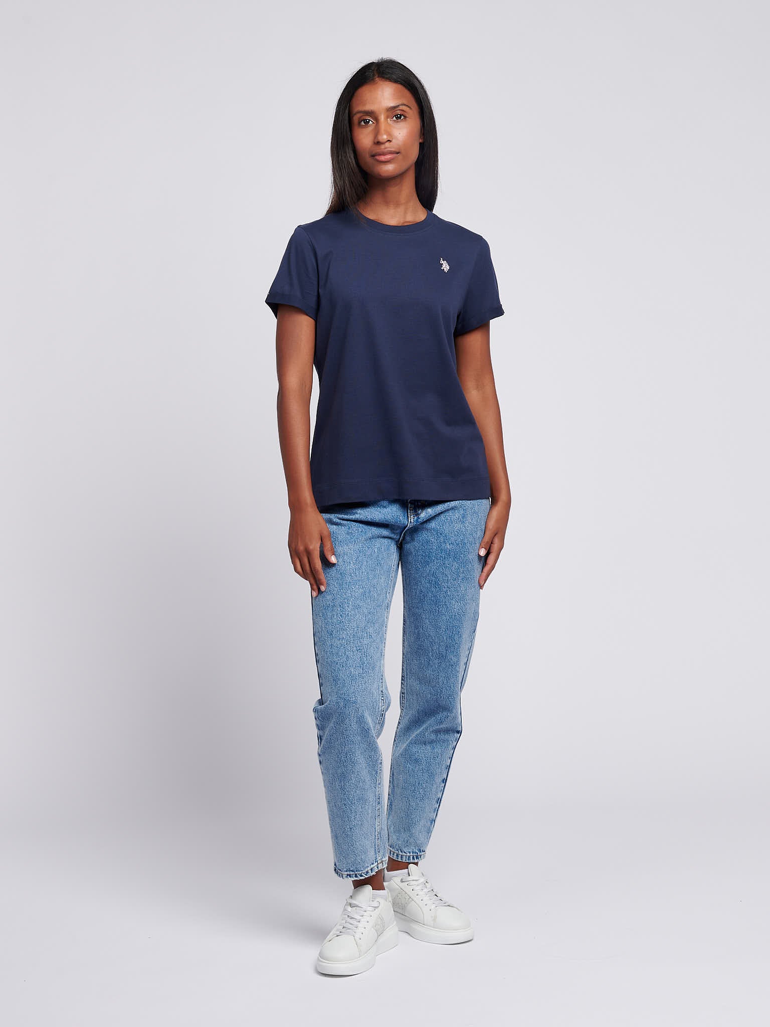 Womens Crew Neck T-Shirt Navy Iris - Image 3