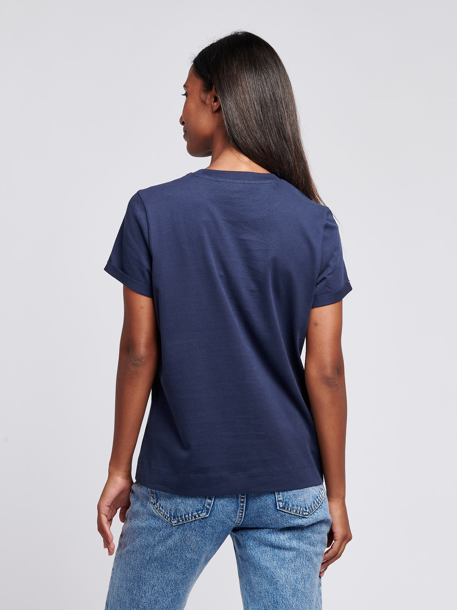 Womens Crew Neck T-Shirt Navy Iris - Image 4