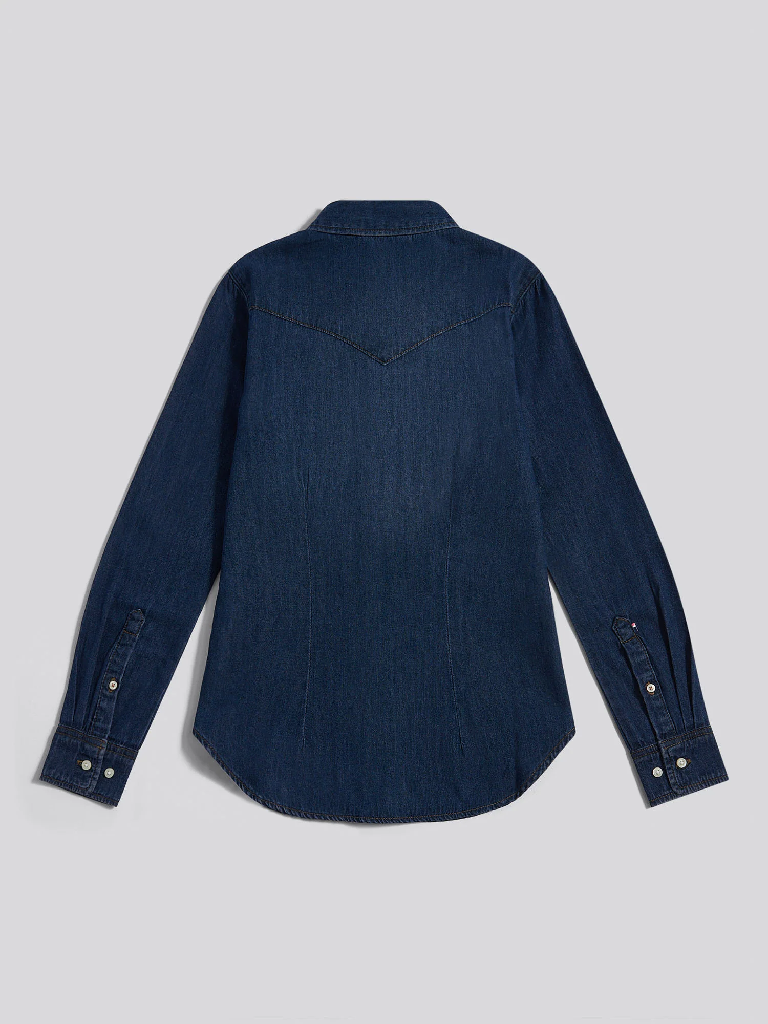 Womens Denim Shirt in Dark Blue Wash - Image 6