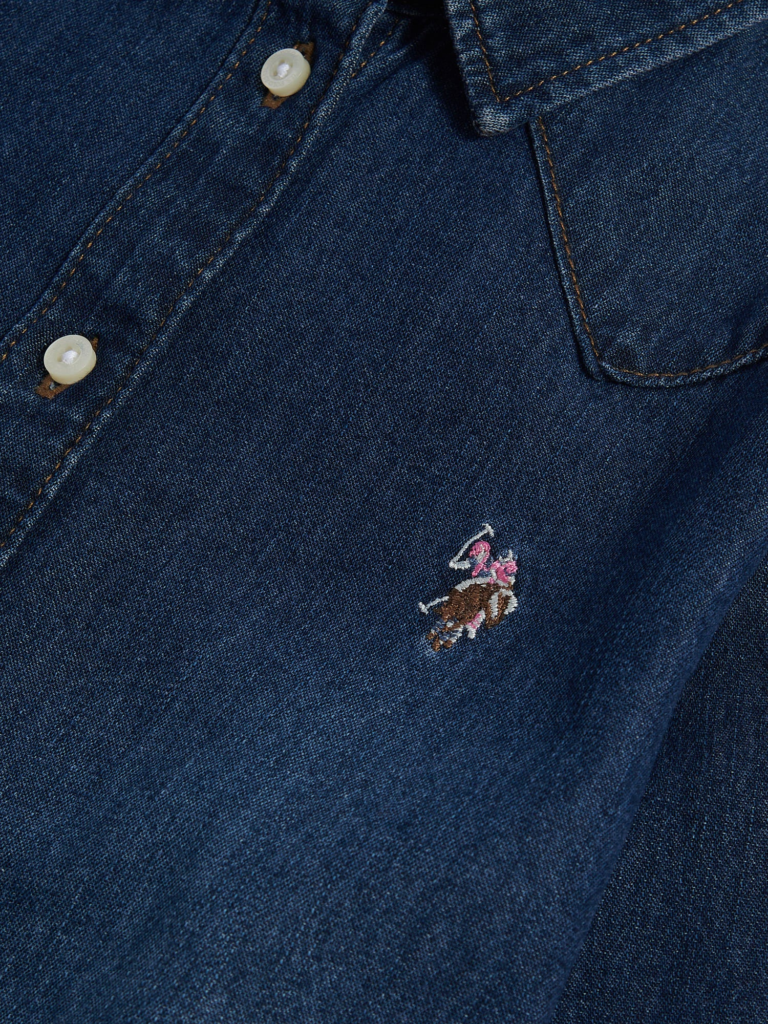 Womens Denim Shirt in Dark Blue Wash - Image 7