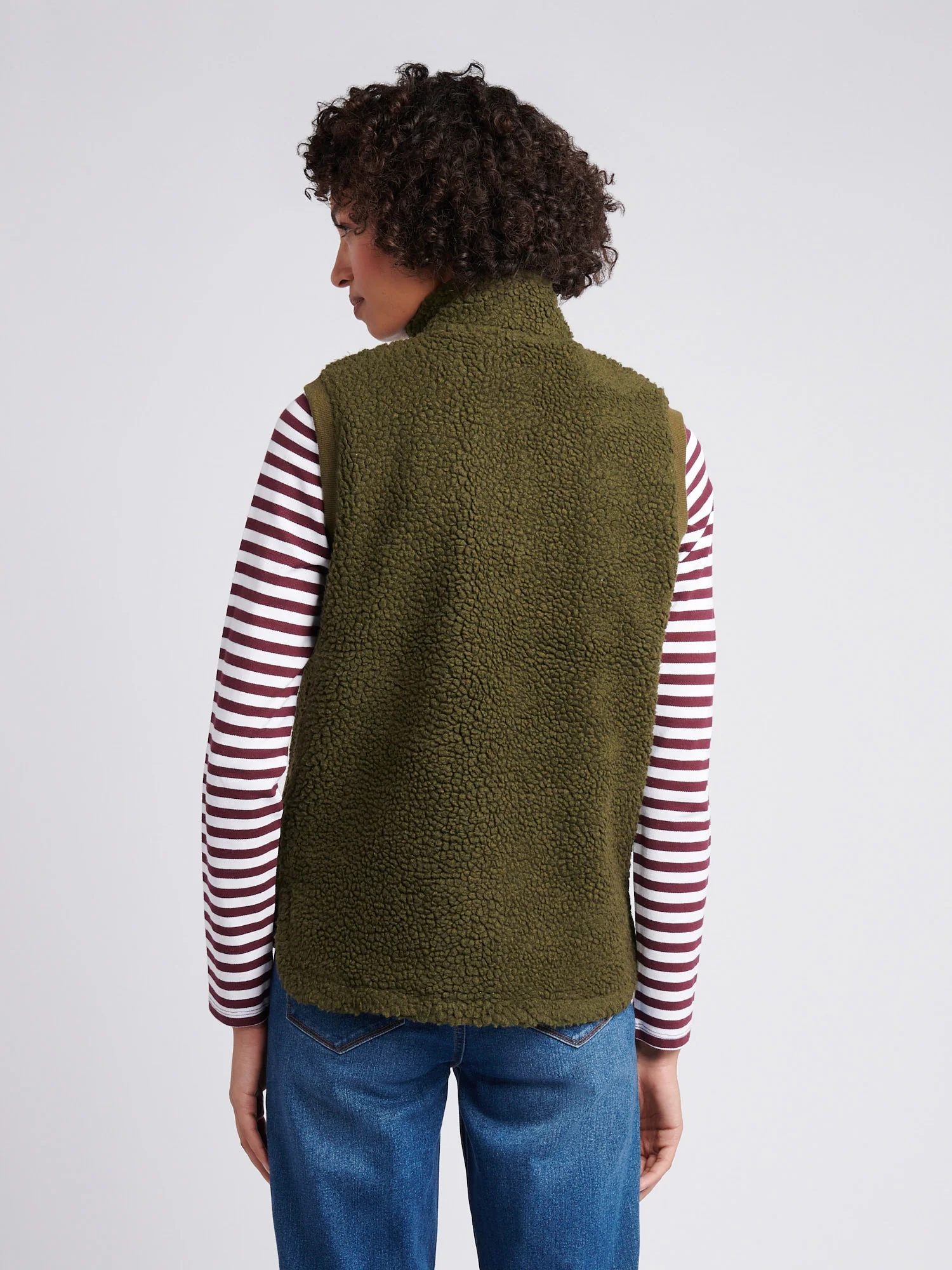 Womens Double Horsemen Borg Gilet in Kalamata Green - Image 4