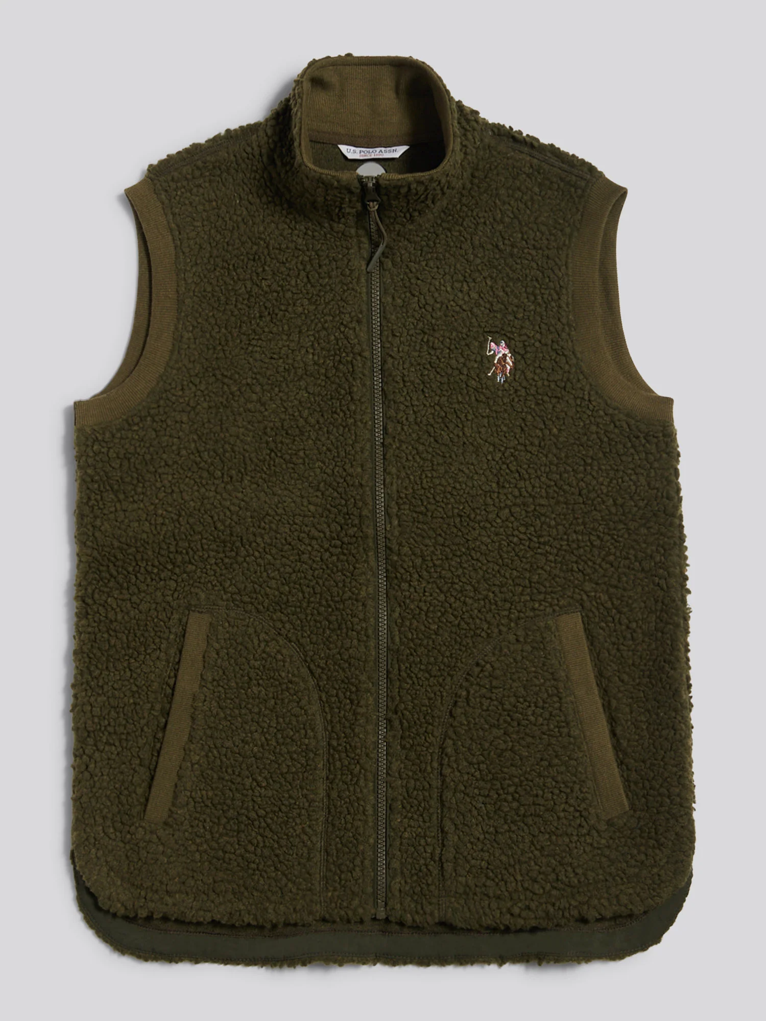 Womens Double Horsemen Borg Gilet in Kalamata Green - Image 5