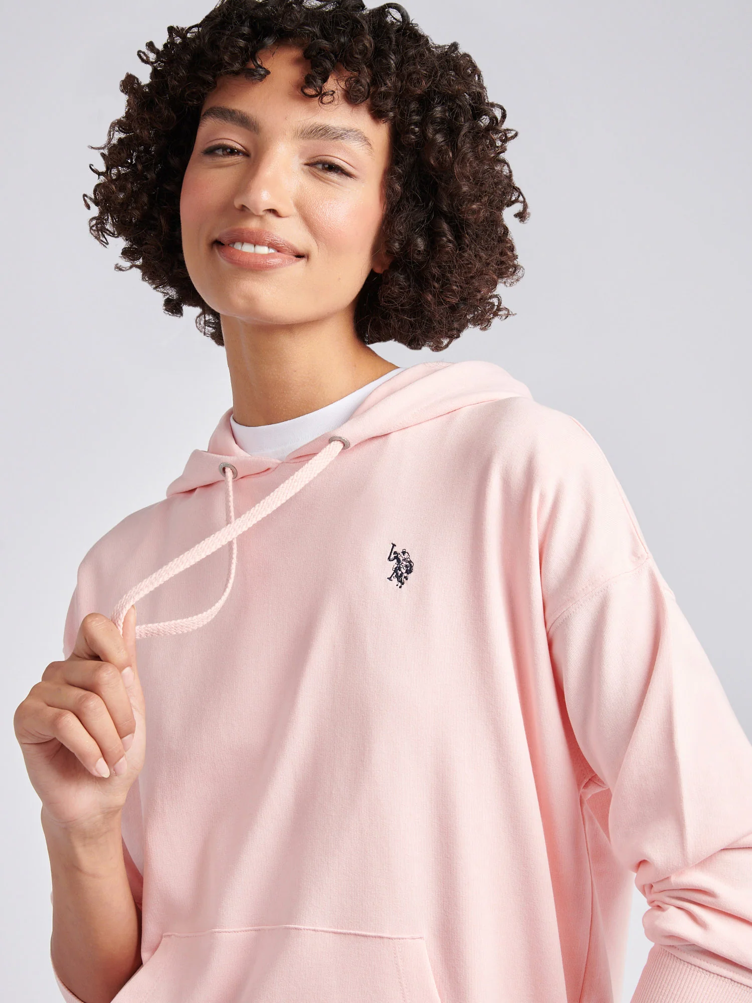 Womens Double Horsemen Hoodie in Crystal Rose - Image 2