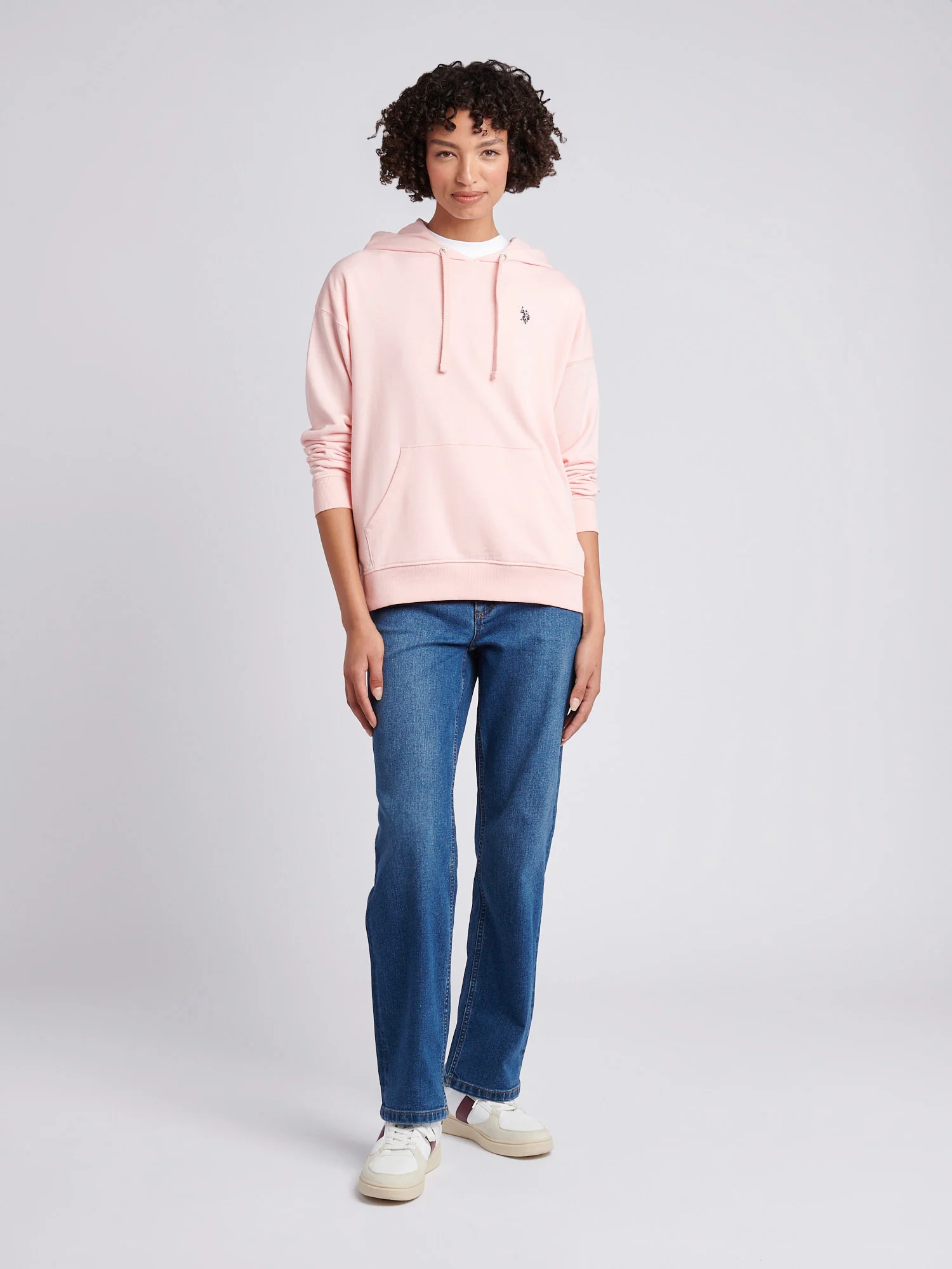 Womens Double Horsemen Hoodie in Crystal Rose - Image 3