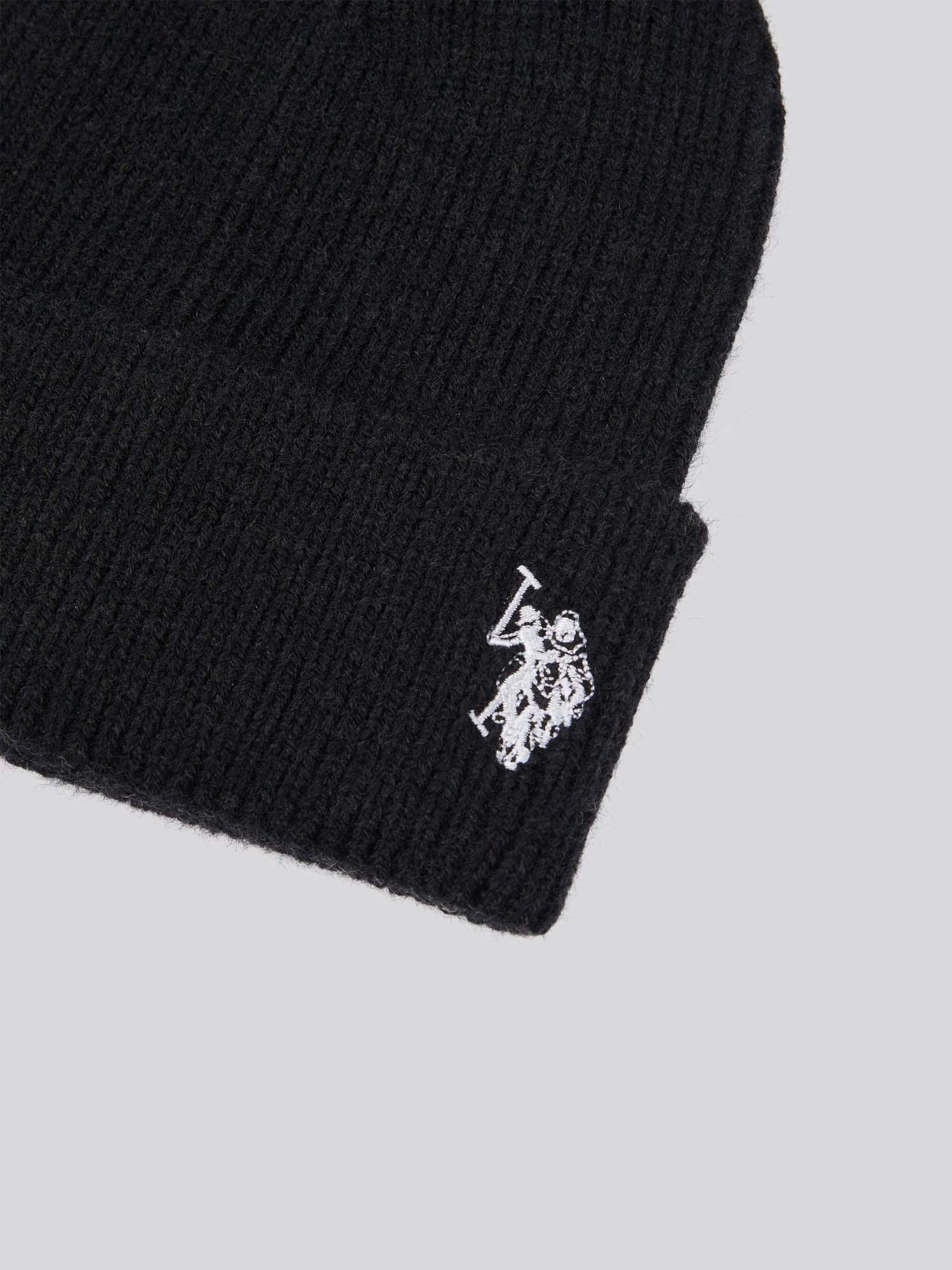 Womens Double Horsemen Knit Beanie in Black - Image 3