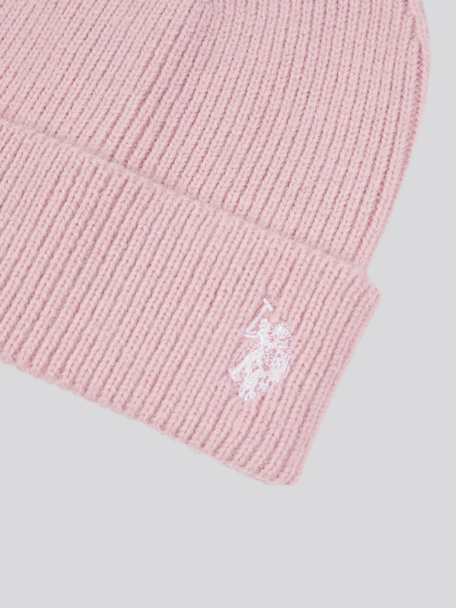 Womens Double Horsemen Knit Beanie in Bleached Mauve - Image 2