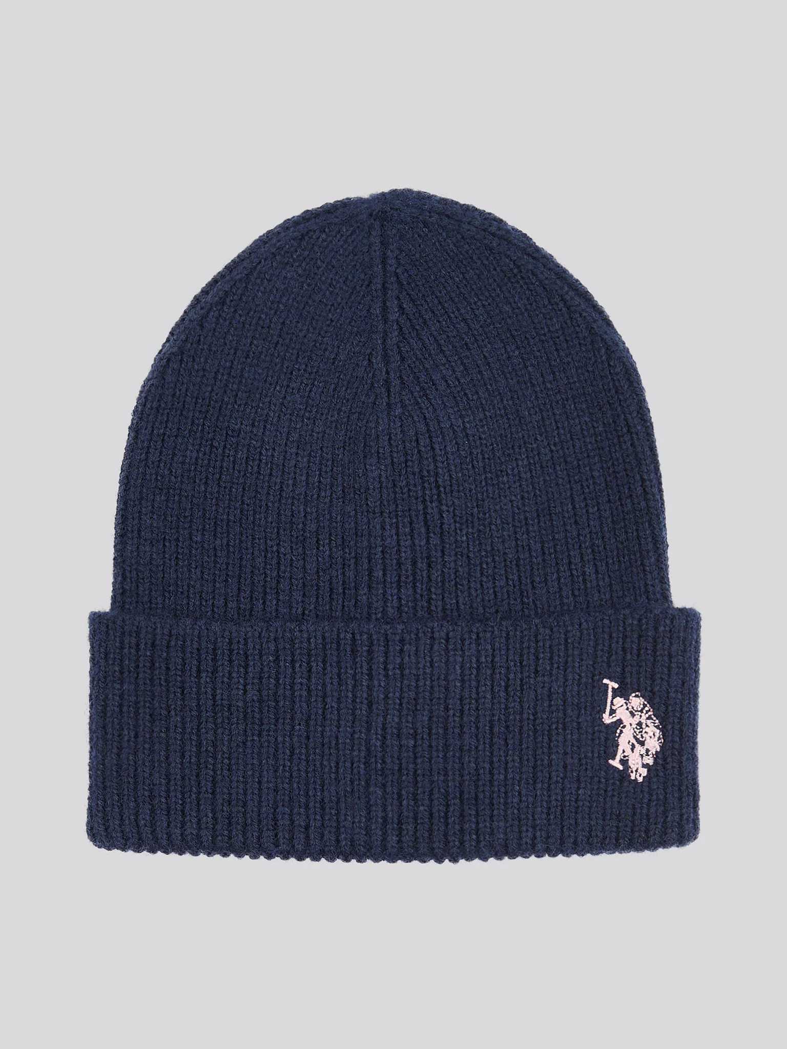 Womens Double Horsemen Knit Beanie in Navy Iris - Image 2