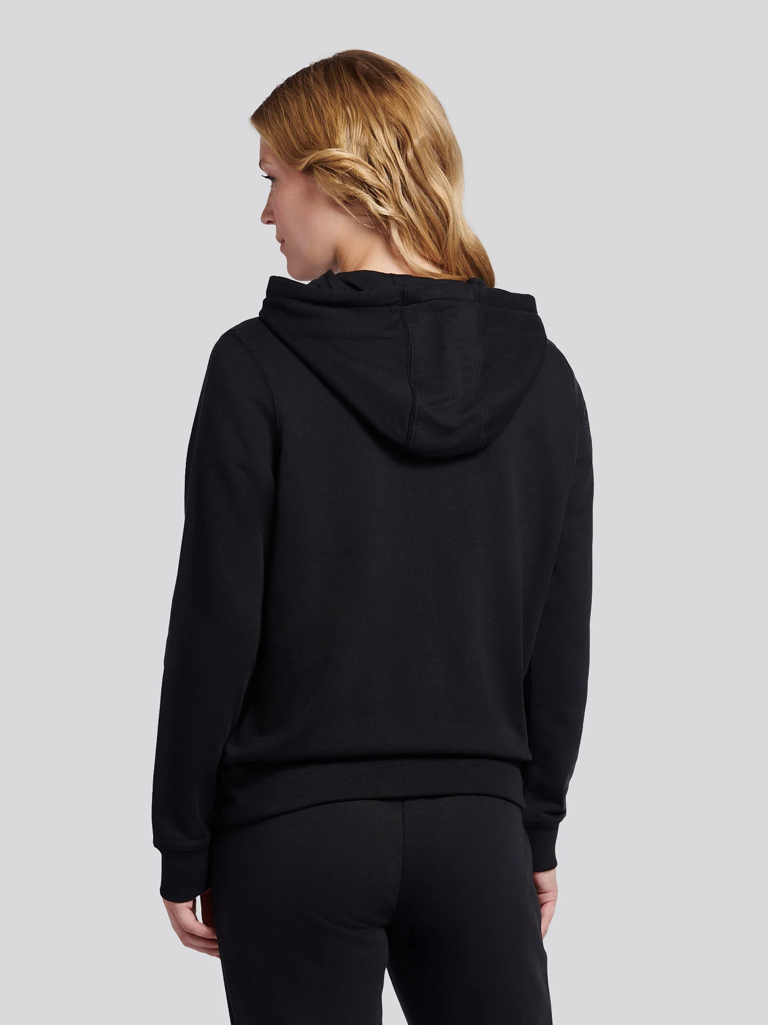 Womens Double Horsemen Loopback Hoodie in Black - Image 4