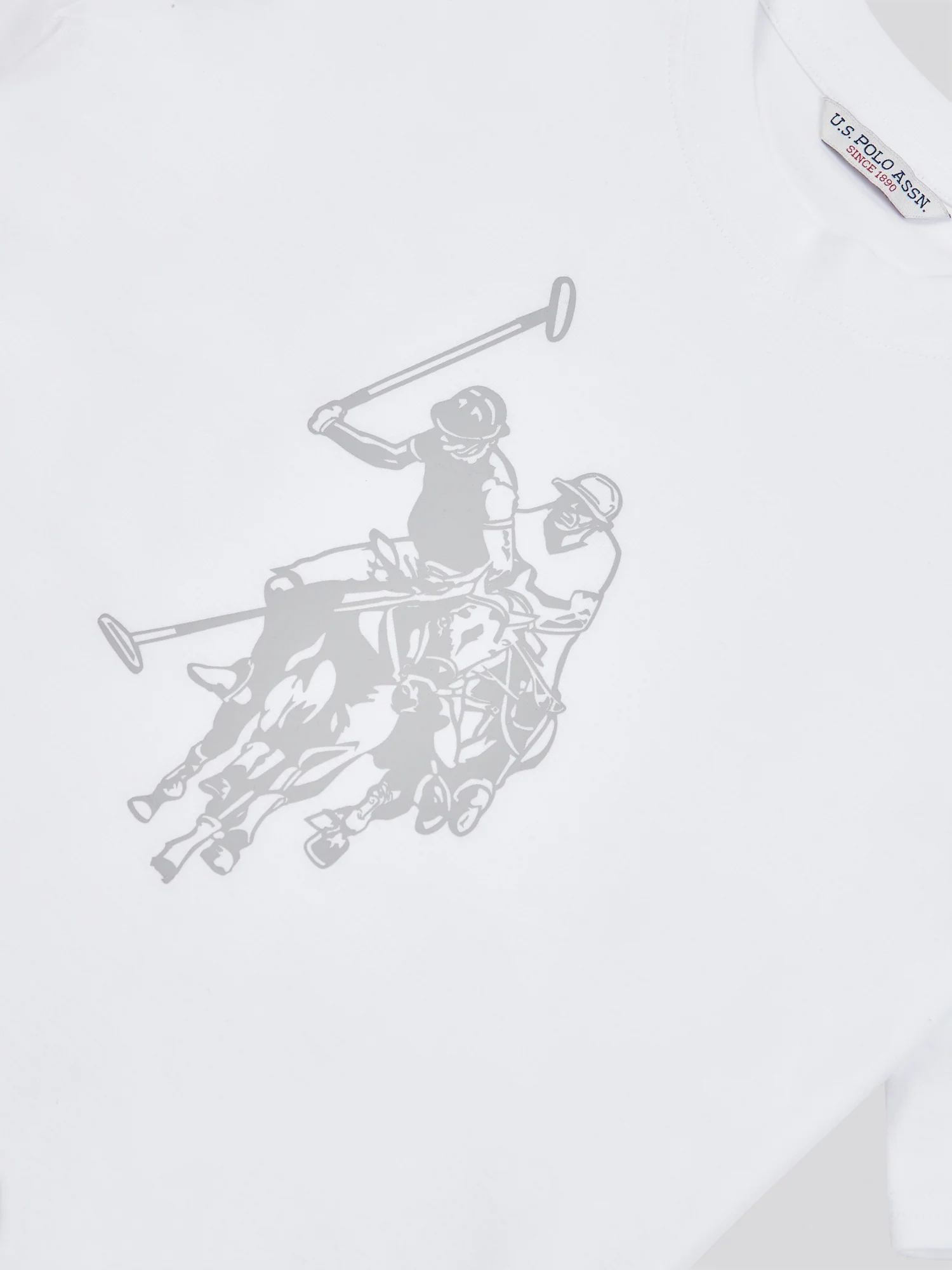 Womens Double Horsemen Print Crew Neck T-Shirt in Bright White - Image 8