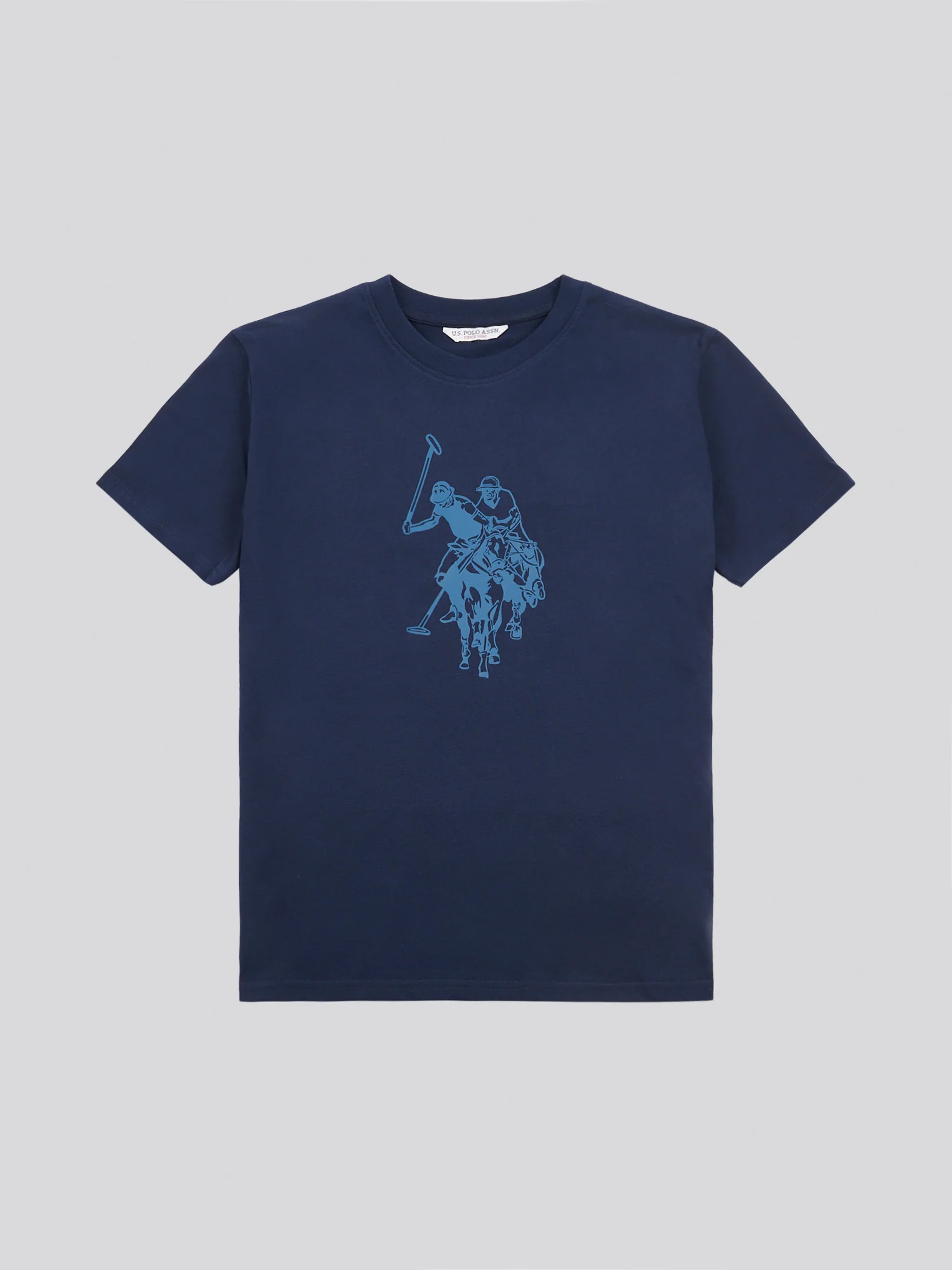Womens Double Horsemen Print Crew Neck T-Shirt in Navy Iris - Image 5