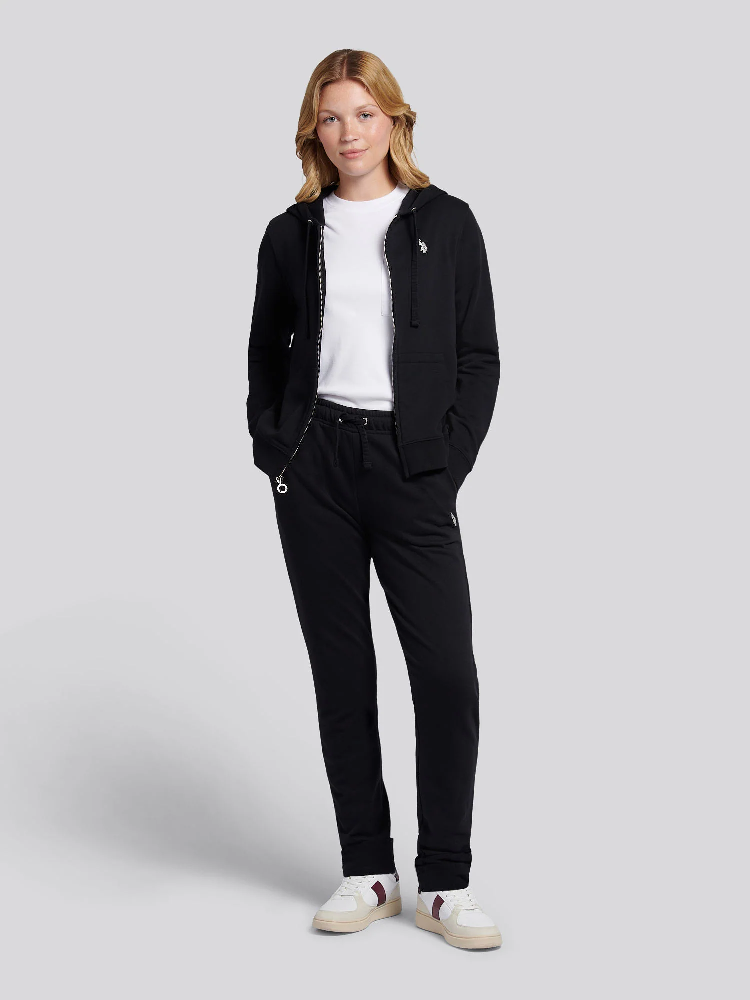 Womens Double Horsemen Roll Cuff Jogger in Black - Image 3