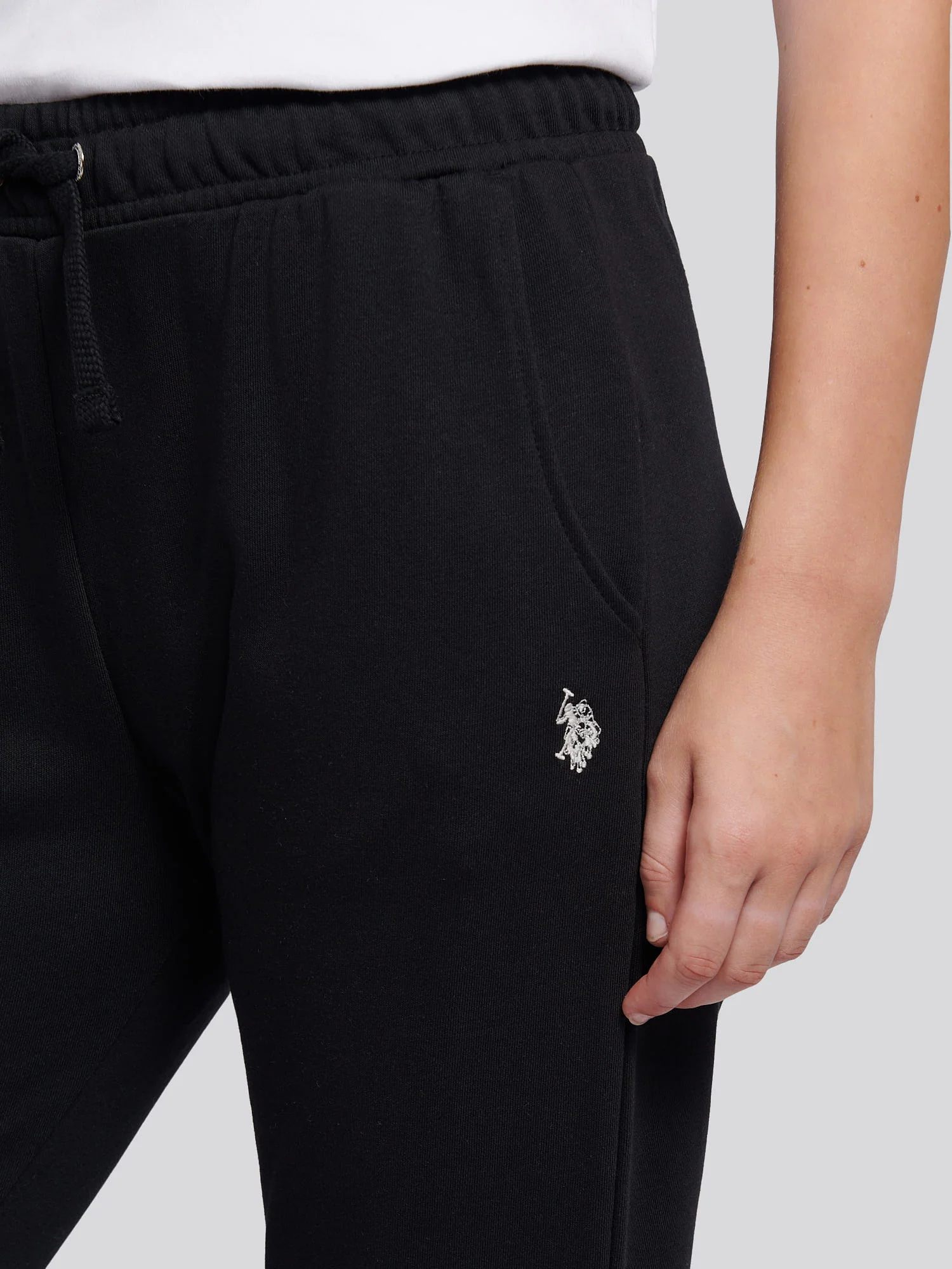 Womens Double Horsemen Roll Cuff Jogger in Black - Image 5
