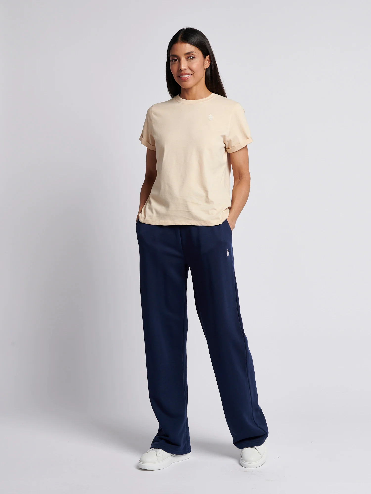 Womens Double Horsemen Wide Leg Jogger in Navy Iris - Image 3