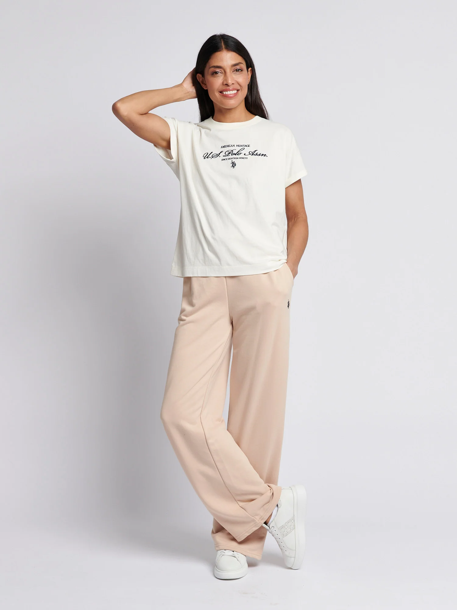 Womens Double Horsemen Wide Leg Jogger in Smoke Gray - Image 3