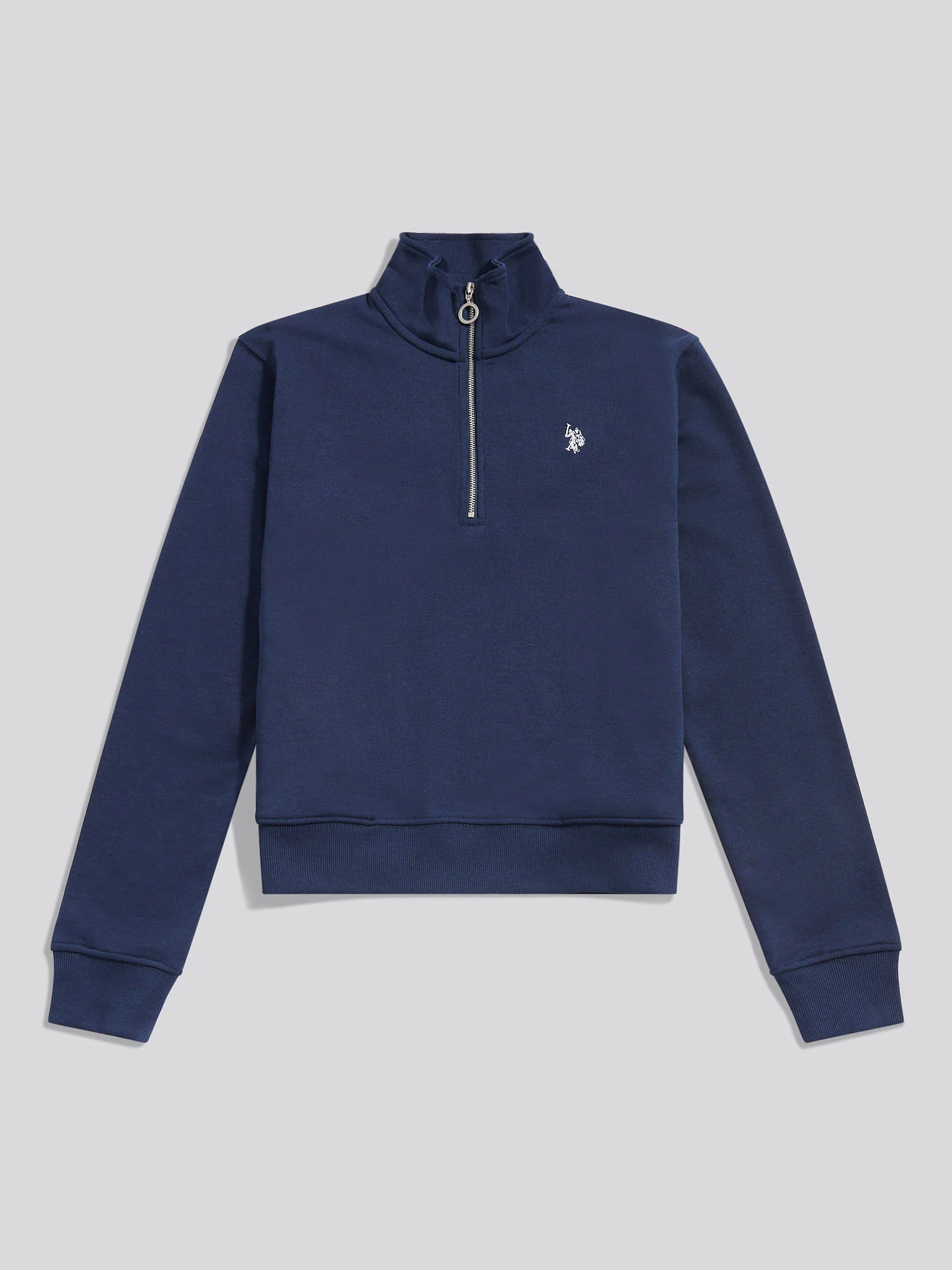 Womens Double Horsemen ¼ Zip Sweat in Navy Iris - Image 6