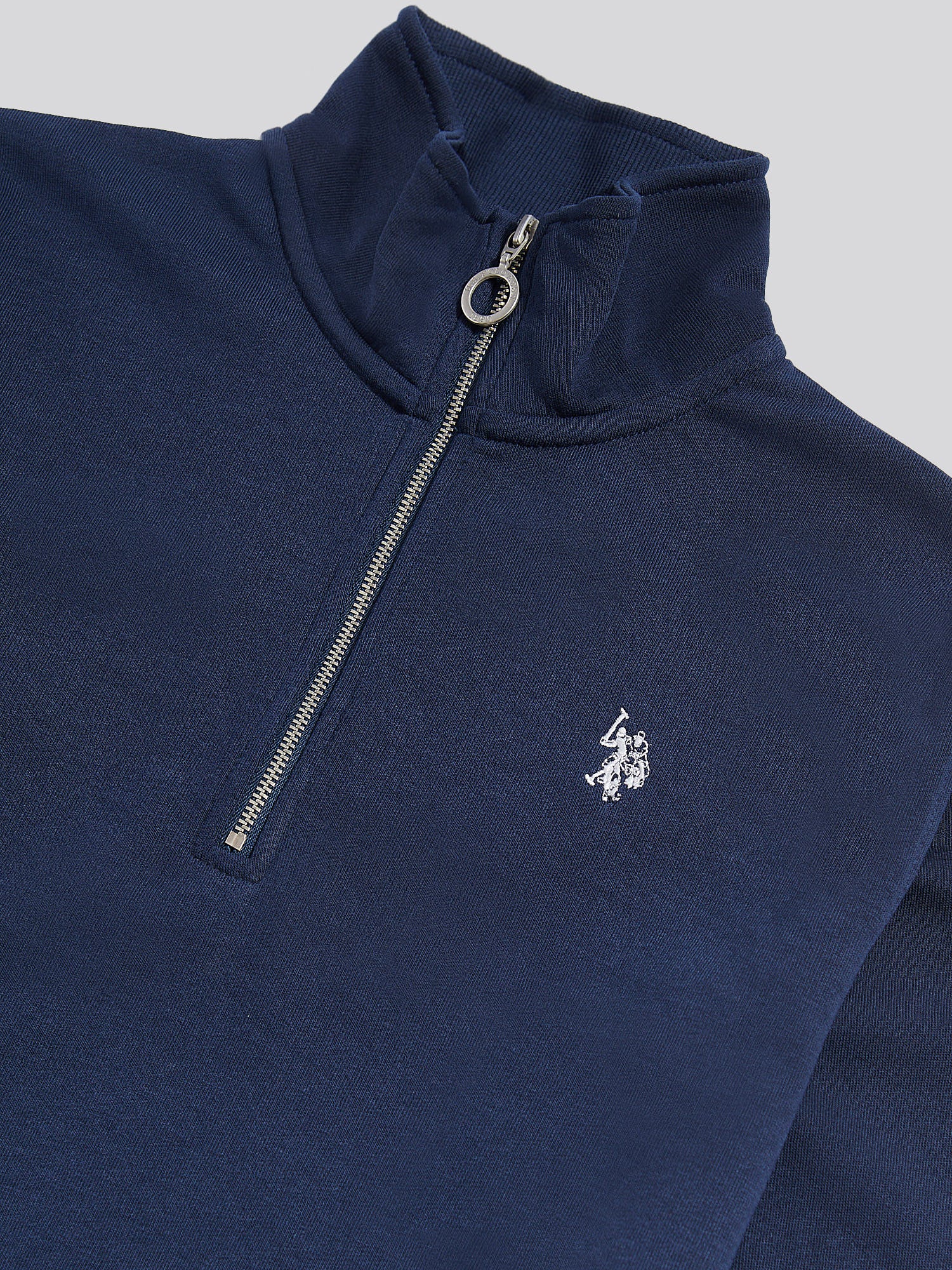 Womens Double Horsemen ¼ Zip Sweat in Navy Iris - Image 8