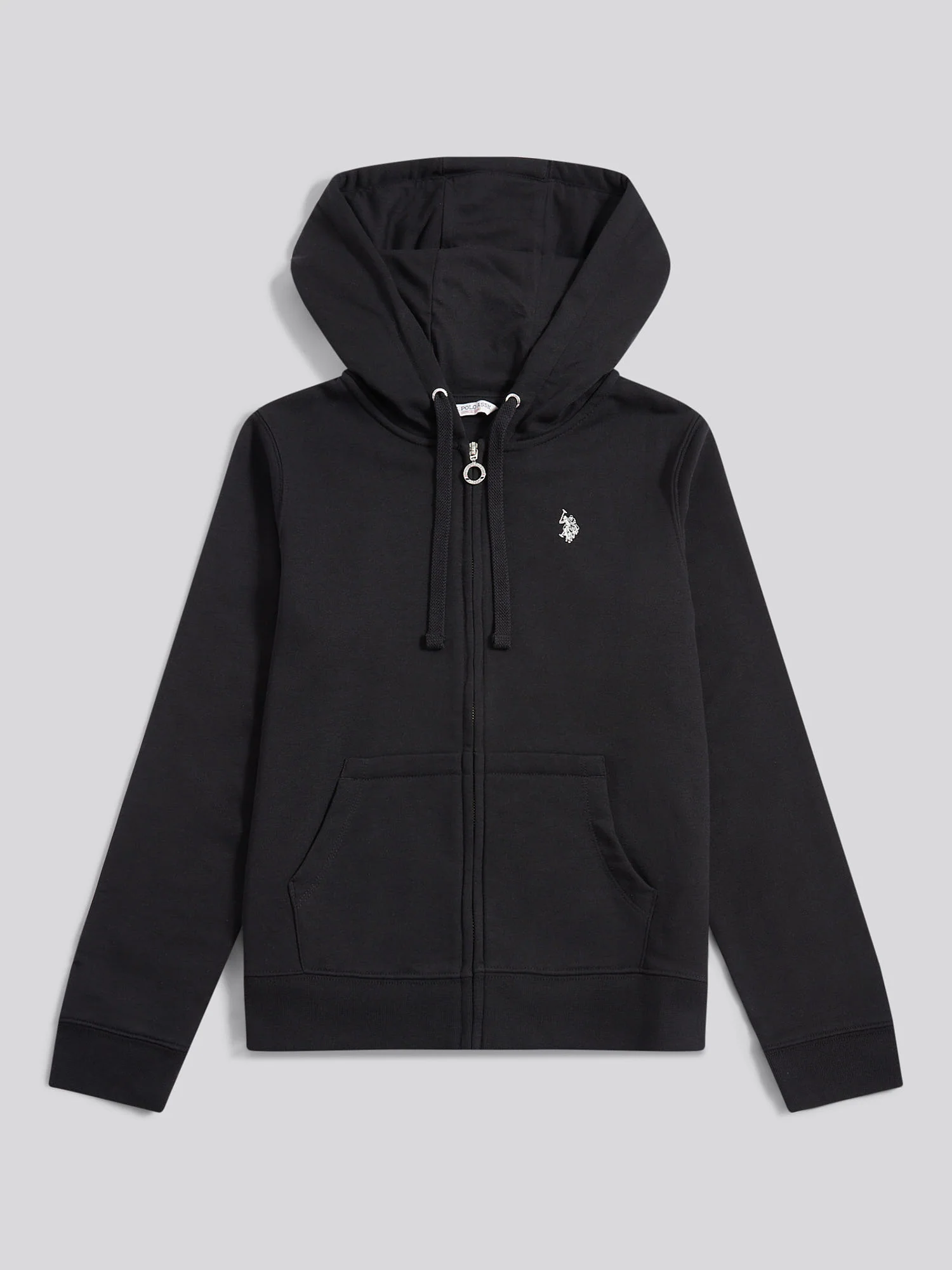 Womens Double Horsemen Zip Through Sweatshirt in Black - Image 5