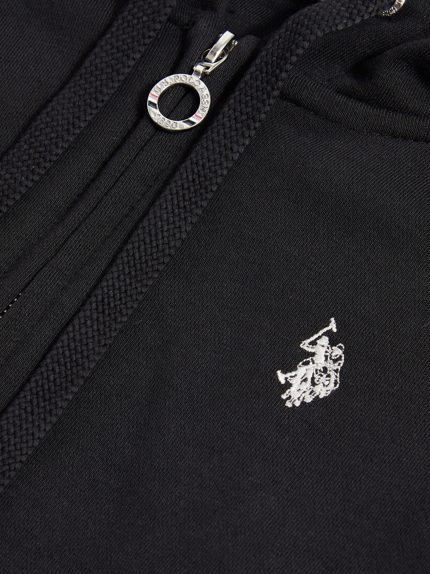 Womens Double Horsemen Zip Through Sweatshirt in Black - Image 7
