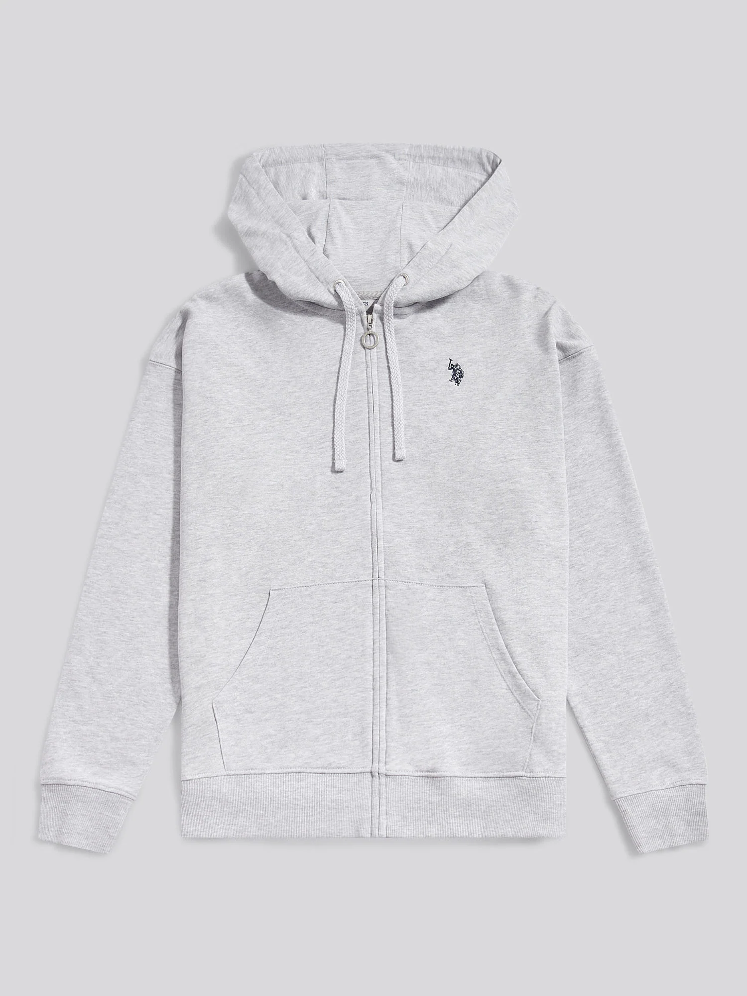 Womens Double Horsemen Zip Through Sweatshirt in Pearl Grey Marl - Image 6