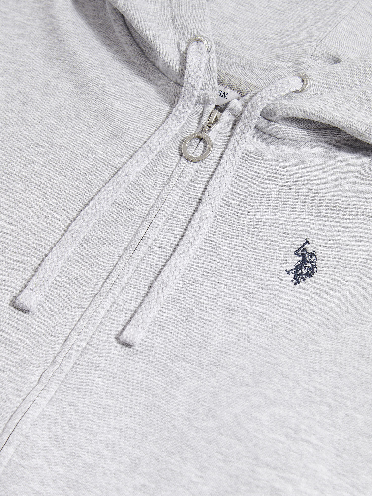 Womens Double Horsemen Zip Through Sweatshirt in Pearl Grey Marl - Image 8