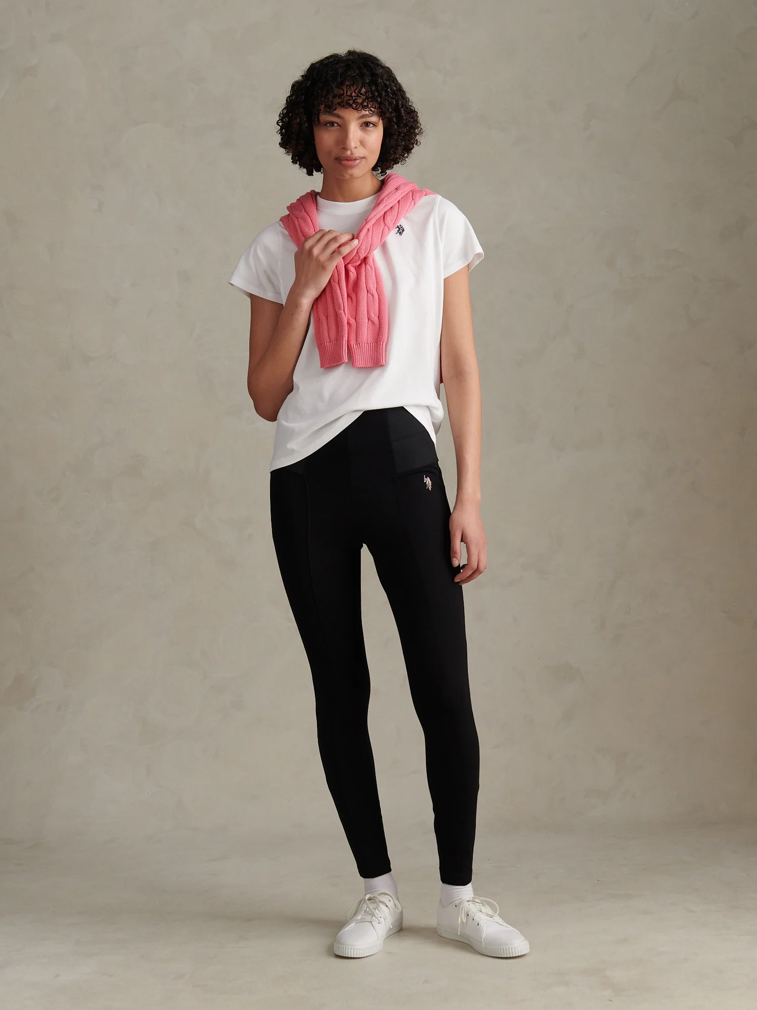 Womens Elastic Waistband Legging Black - Image 3