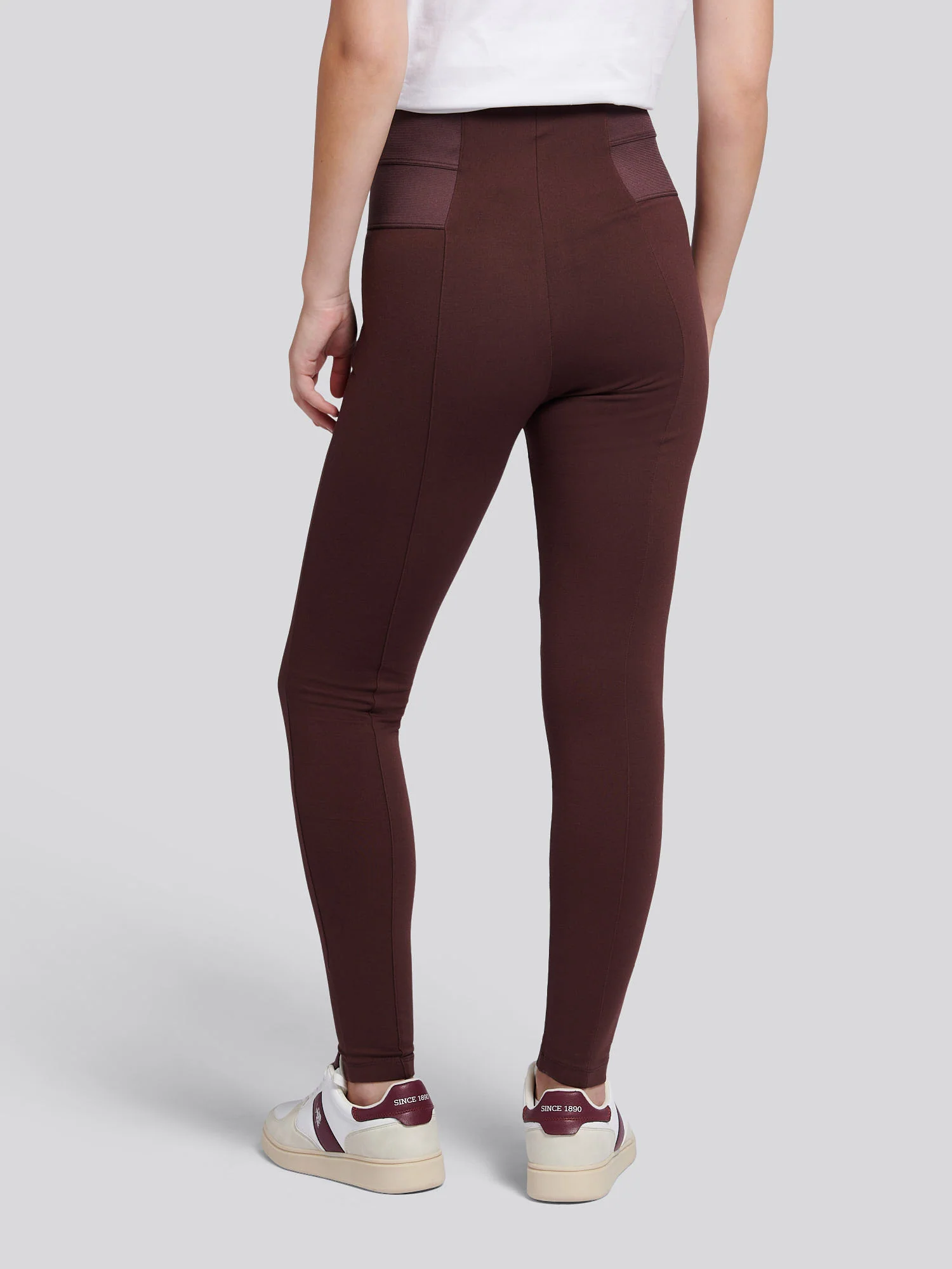 Womens Elastic Waistband Legging Puce - Image 4