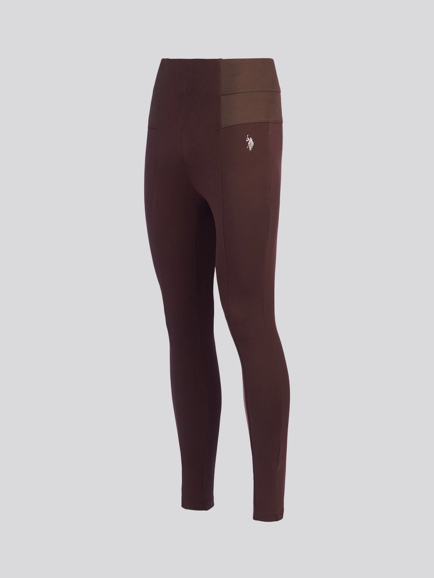 Womens Elastic Waistband Legging Puce - Image 6
