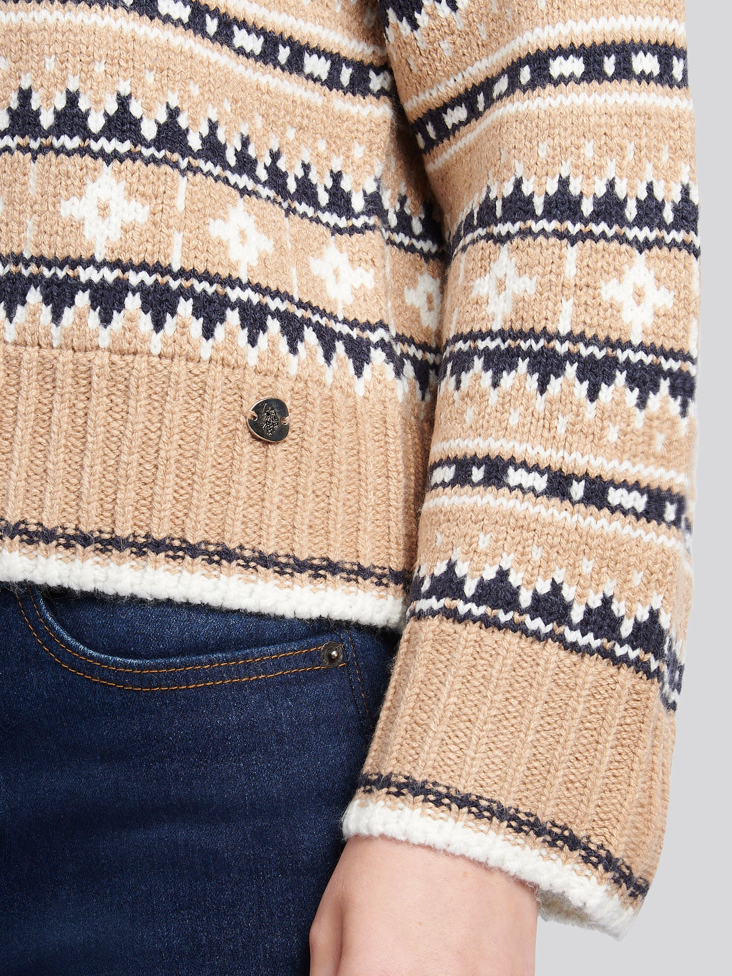 Womens Fair Isle Stripe Jumper in Natural - Image 2