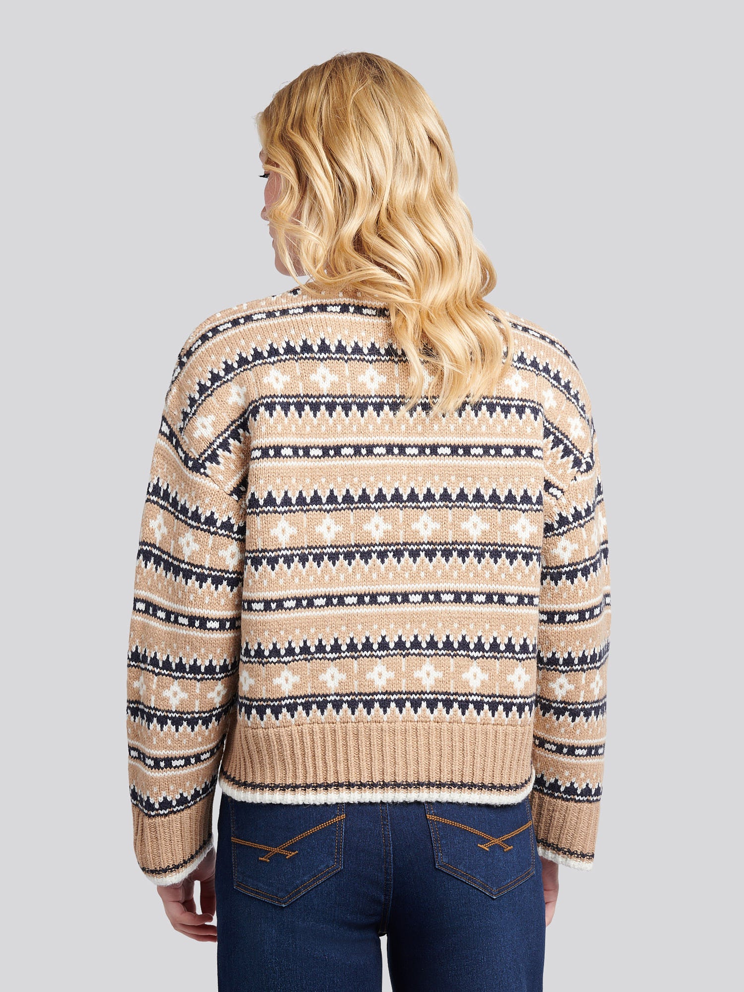 Womens Fair Isle Stripe Jumper in Natural - Image 4