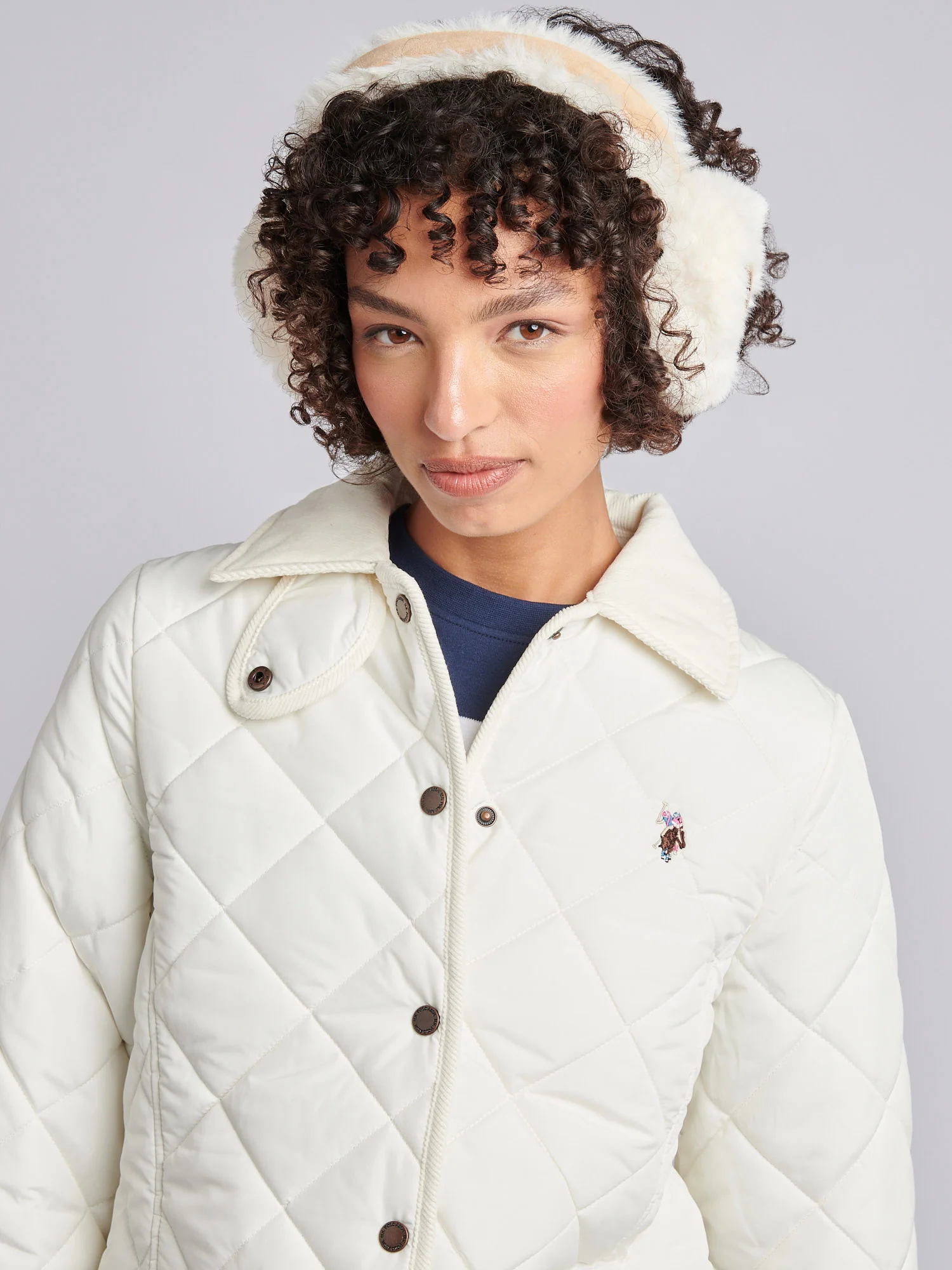 Womens Faux Sheepskin Earmuffs in Natural - Image 2