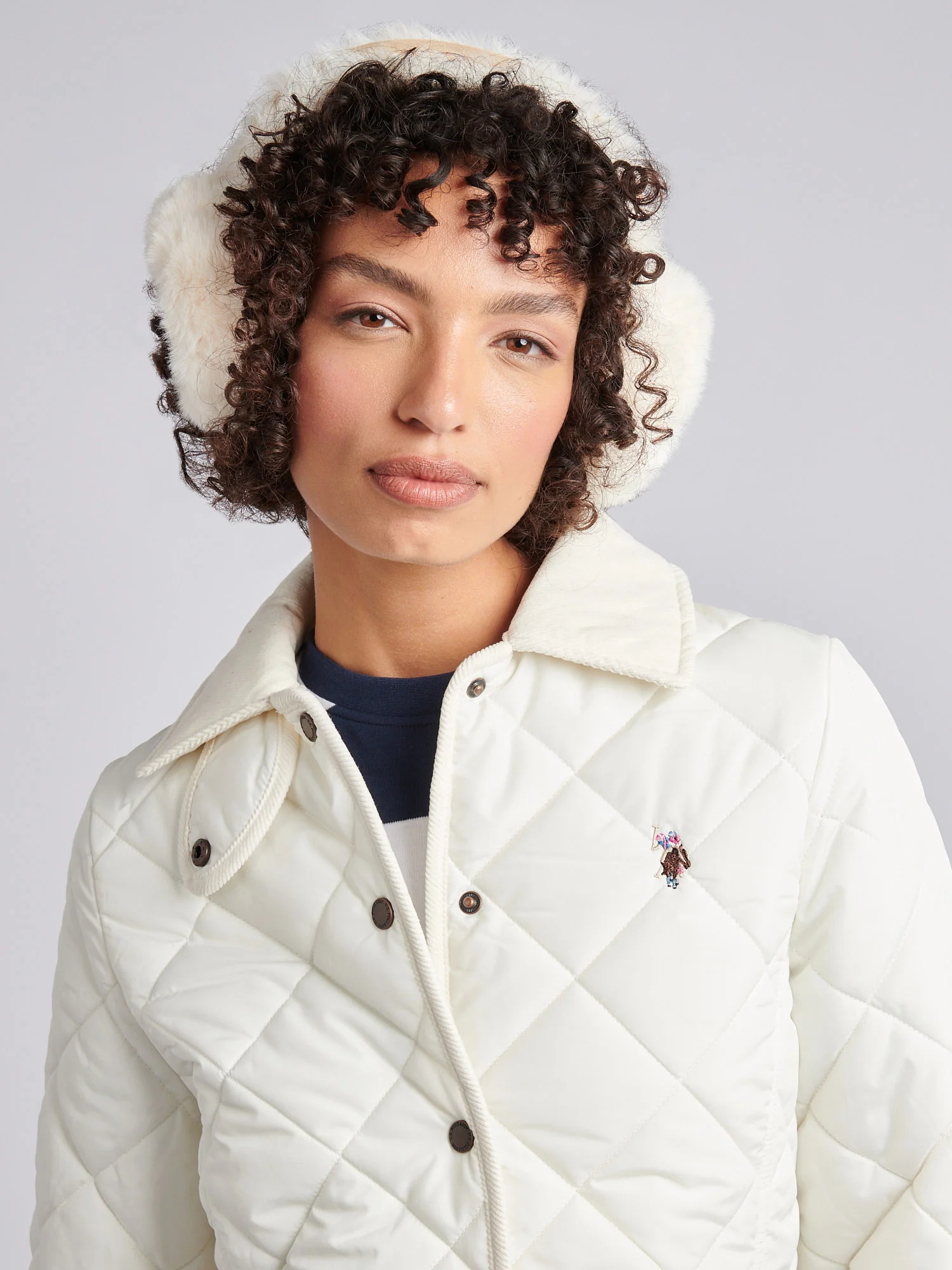 Womens Faux Sheepskin Earmuffs in Natural - Image 3