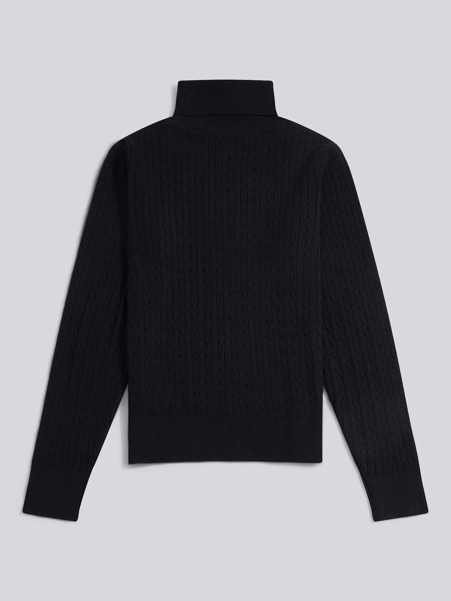 Womens Fine Cable Roll Neck Jumper in Black - Image 7