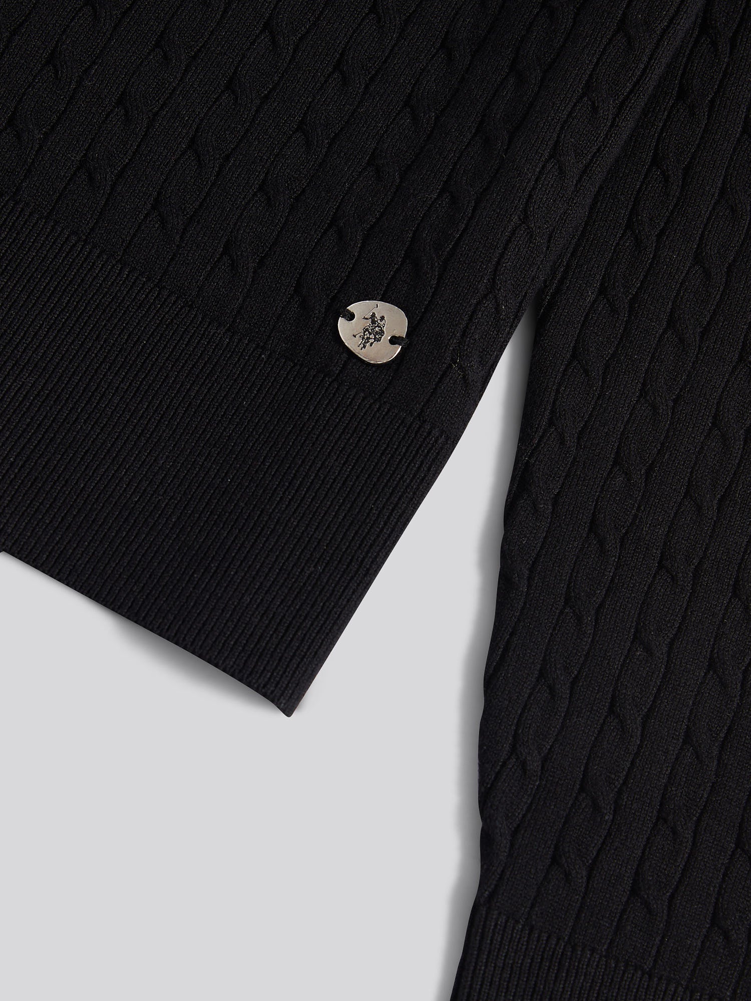 Womens Fine Cable Roll Neck Jumper in Black - Image 8