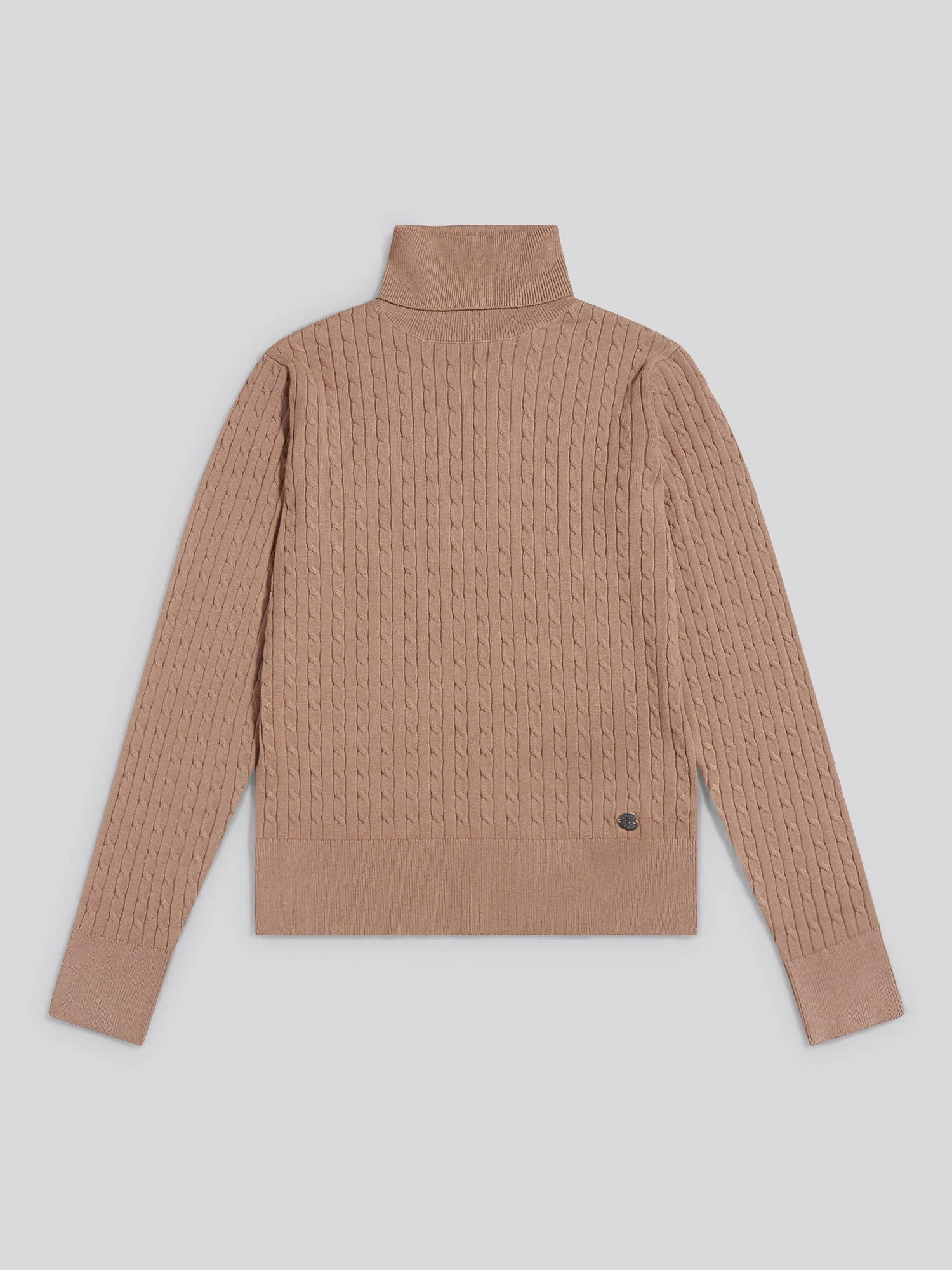 Womens Fine Cable Roll Neck Jumper in Natural - Image 6
